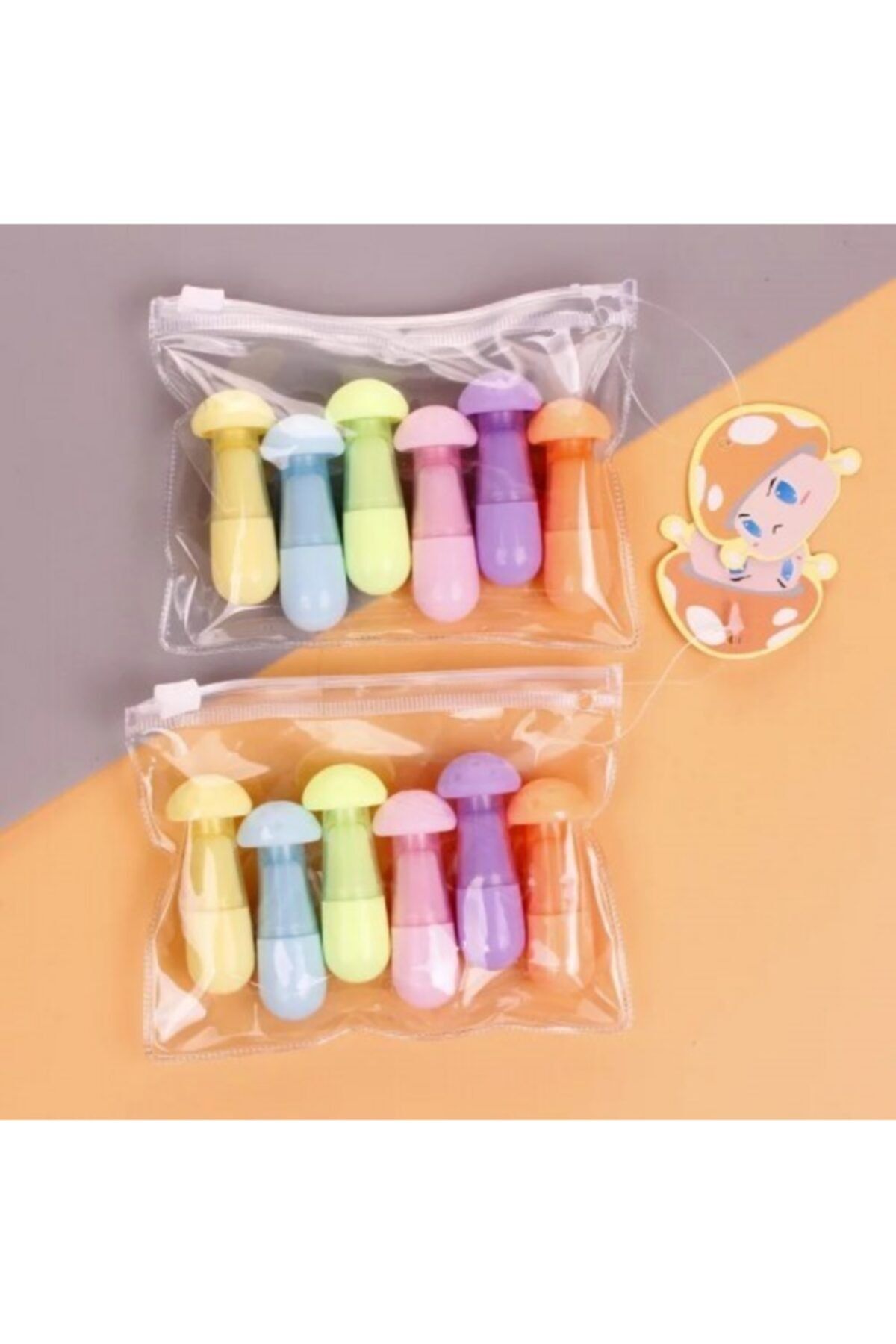 YEŞİL KIRTASİYE Mini Mantar Fosforlu Kalem 6lı Poşetli