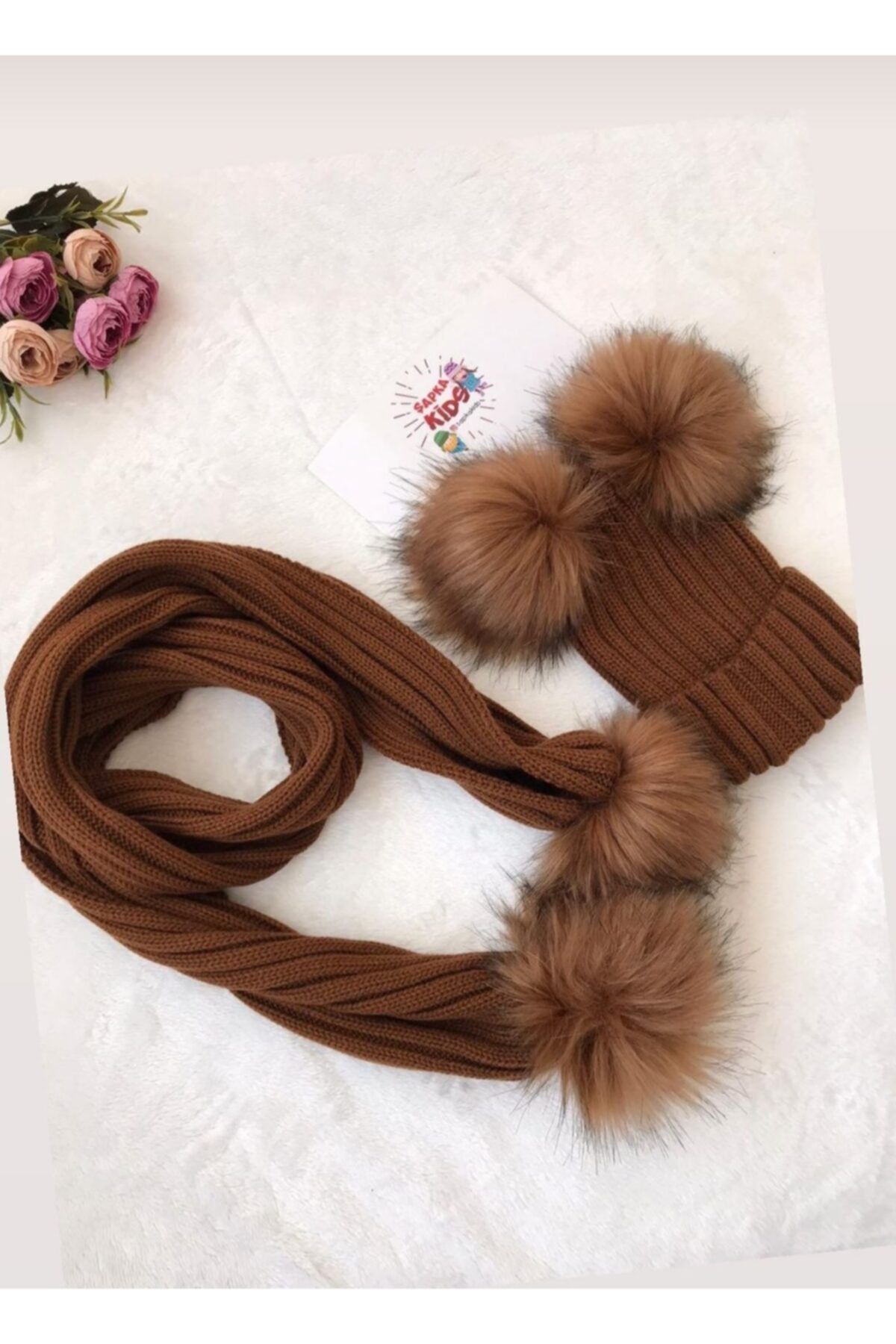 Monçilabyzelis Triko Atkı Bere Set Çocuk Kız Erkek