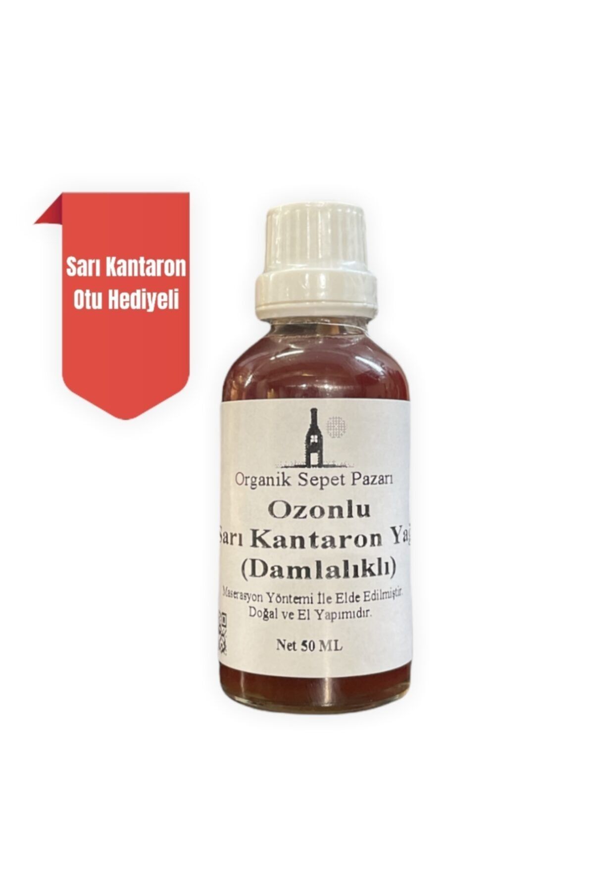 Organik Sepet Pazarı Ozunlu Sarı Kantaron Yağı 50 Ml Damlalıklı Cam Şişe