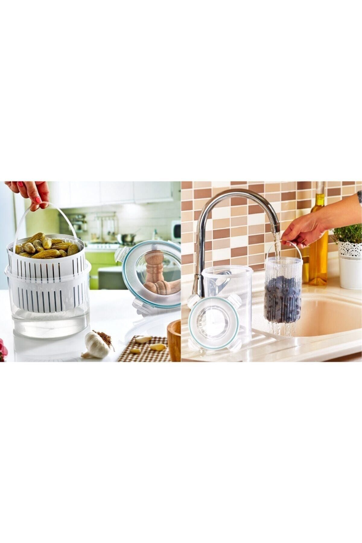 ELEGANT HOME Fresh Box 2'li Set *zeytin - Turşu Saklama Kabı Seti (2.50 Lt, 1,50 Lt