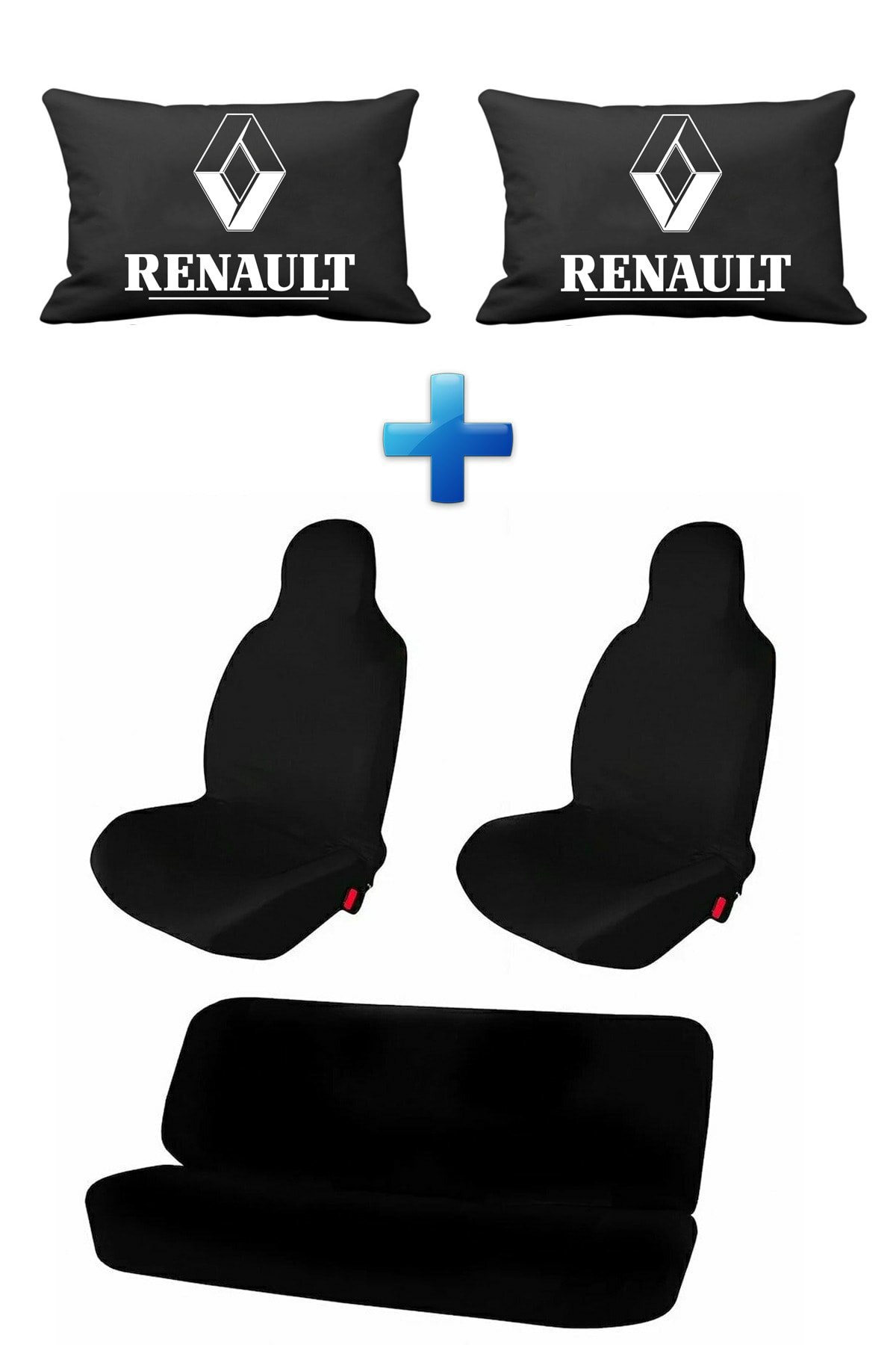 ERSESUAR Renault Rainbow Oto Koltuk Servis Kılıfı Ve Araç Boyun Yastığı 2'li Aksesuar Seti