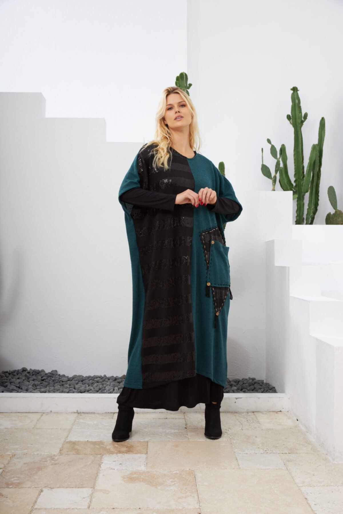 Butik Esra Kandemir Etnik Otantik Ikili Triko Elbise