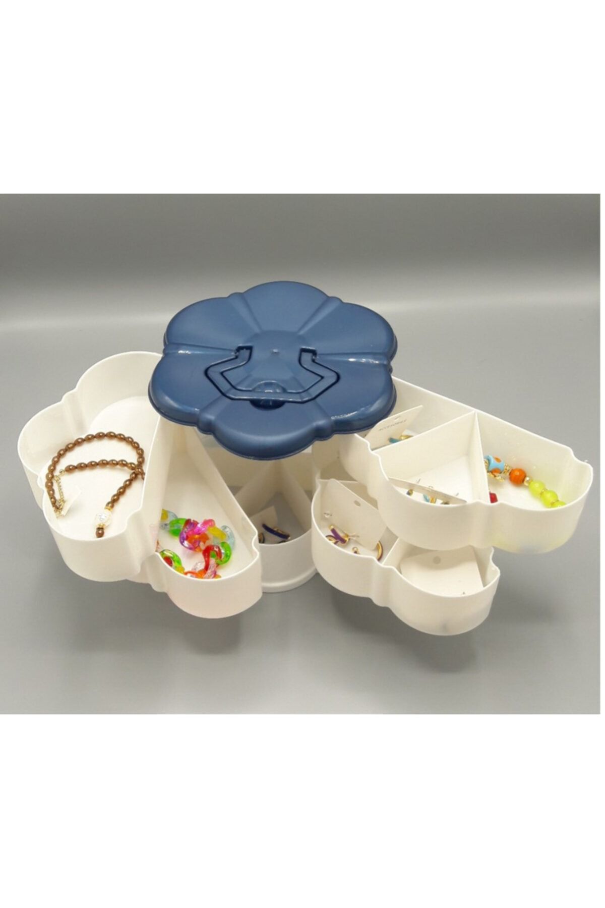 HibanaYolu 3 Katlı Yonca Organizer 14 Bölmeli Lacivert Çap:20,5 Yuk:17,5cm