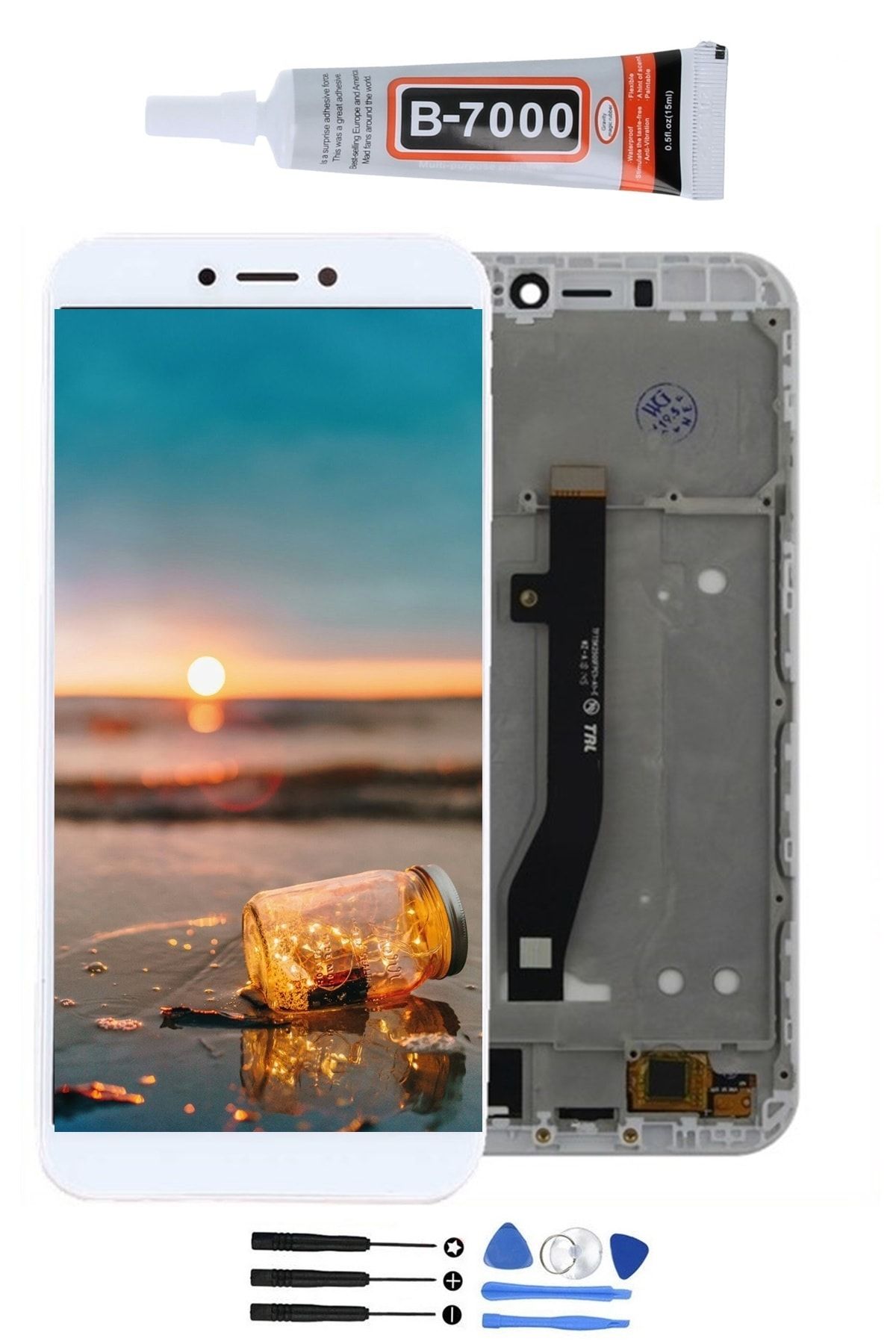 TURANTECH General Mobile Gm8 Go Gm 8 Go Ekran Dokunmatik Full Çıtalı Orjinal Ebatında Hediyeli Beyaz Ekran