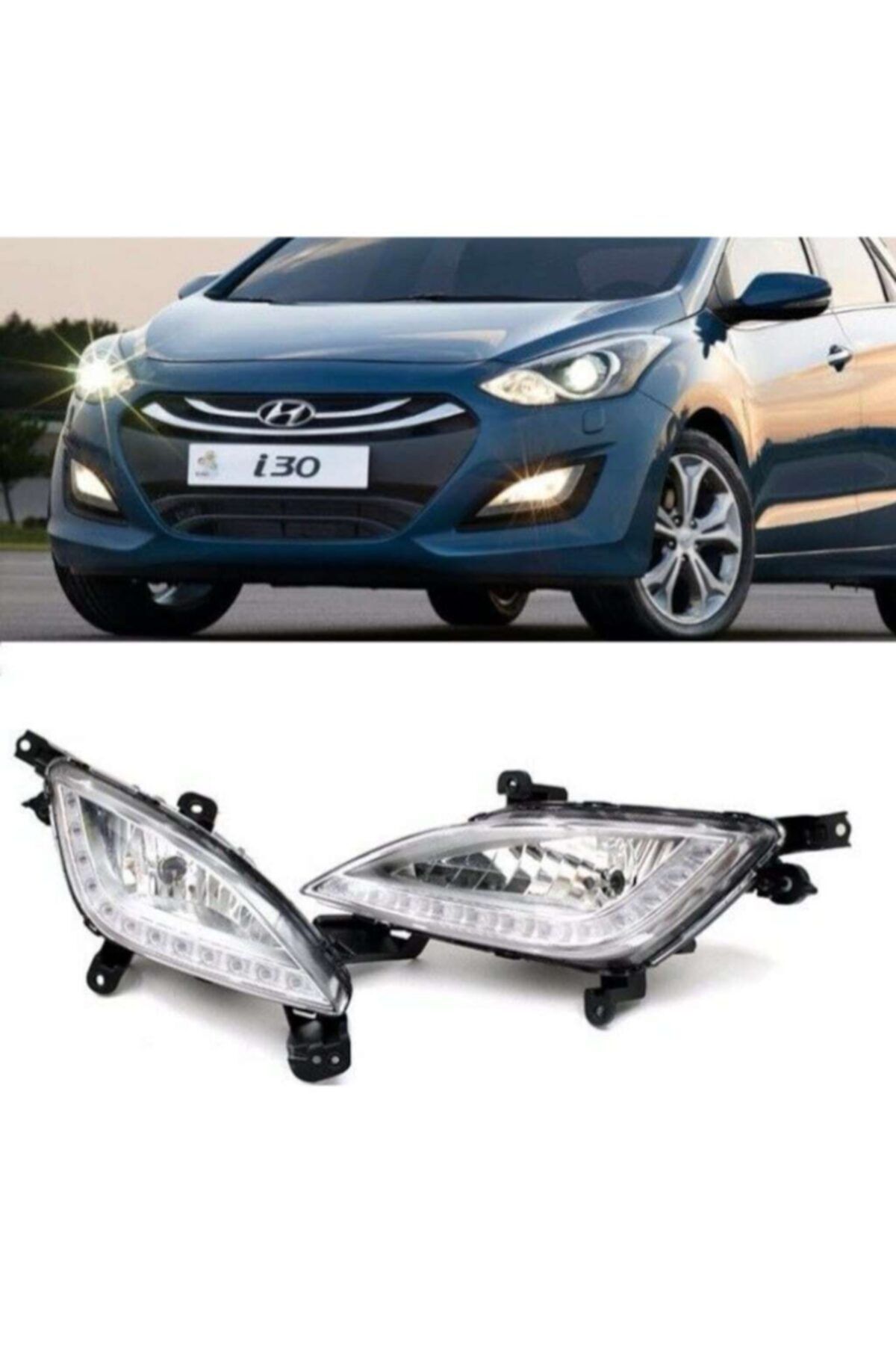 FESAN Hyundai I30 Sağ + Uyumlu Sol Ön Sis Lambası Takımı Ledli 2012--2015