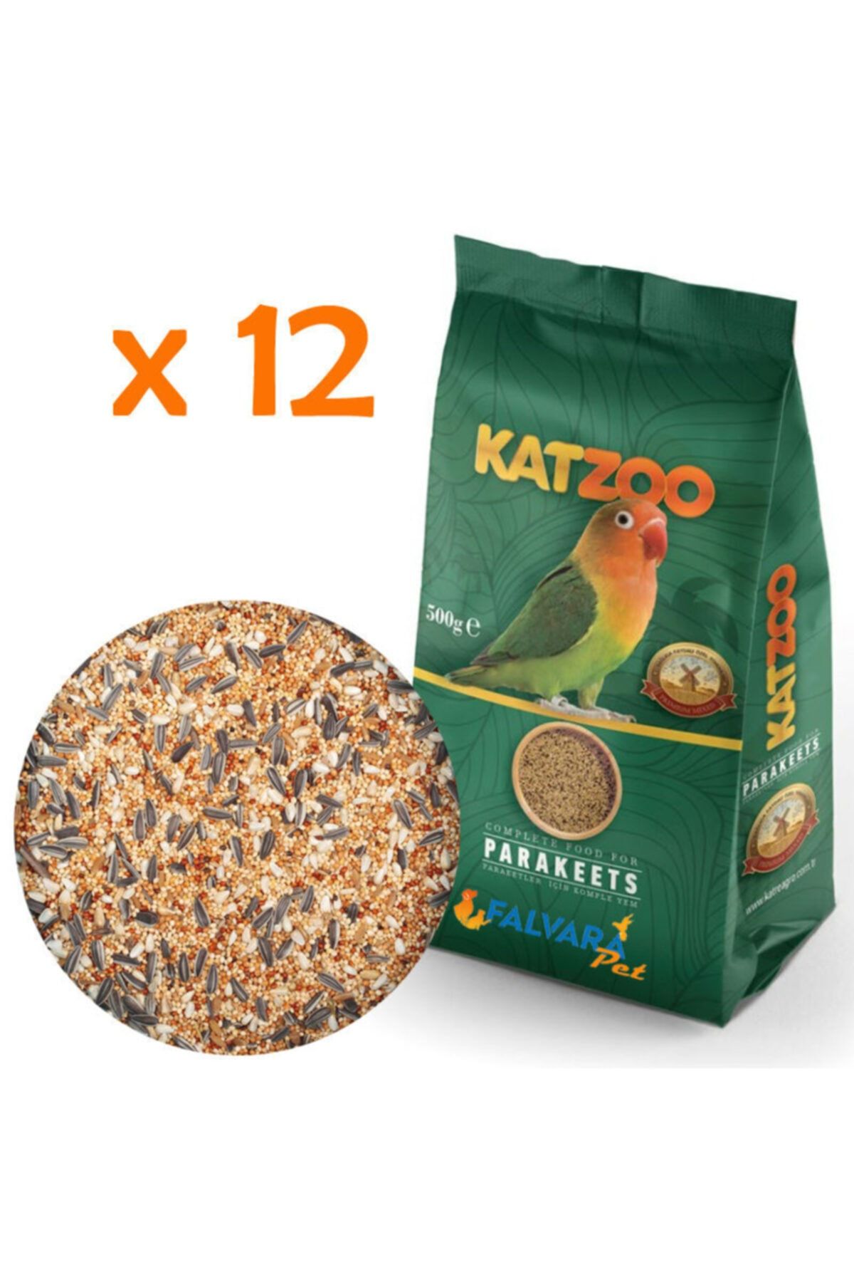 Katre 12 Adet 500 Gram Küçük Ve Orta Boy Papağanlar Için Komple Yem Yem (6 Kilo)
