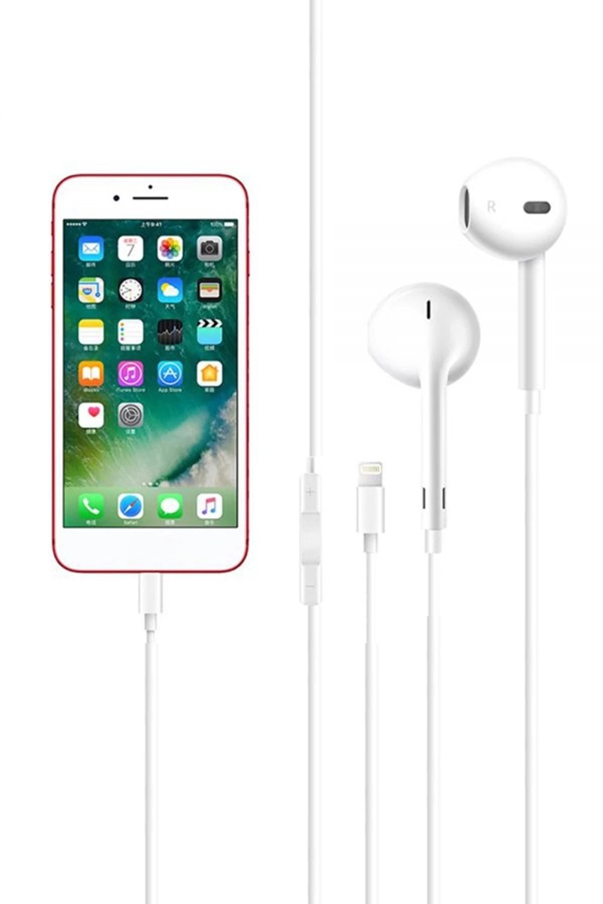 ERSESUAR Apple Iphone 7 8 Plus X 10 11 12 Pro Uyumlu Konnektörlü Lightning Girişli Kablolu Kulakiçi Kulaklık