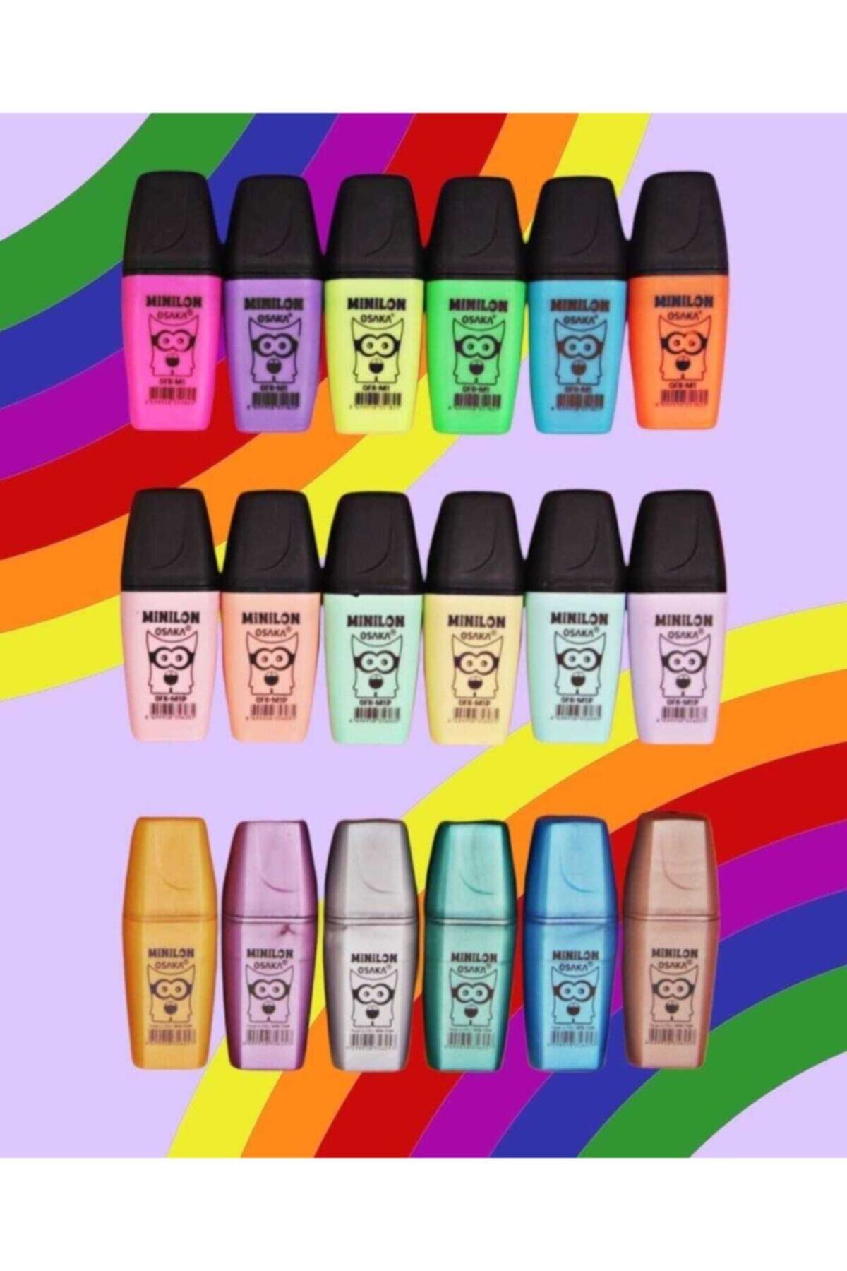 Pippa Fosforlu Kalem Seti Mini Boy 18 Li Set Metelik Neon Pastel
