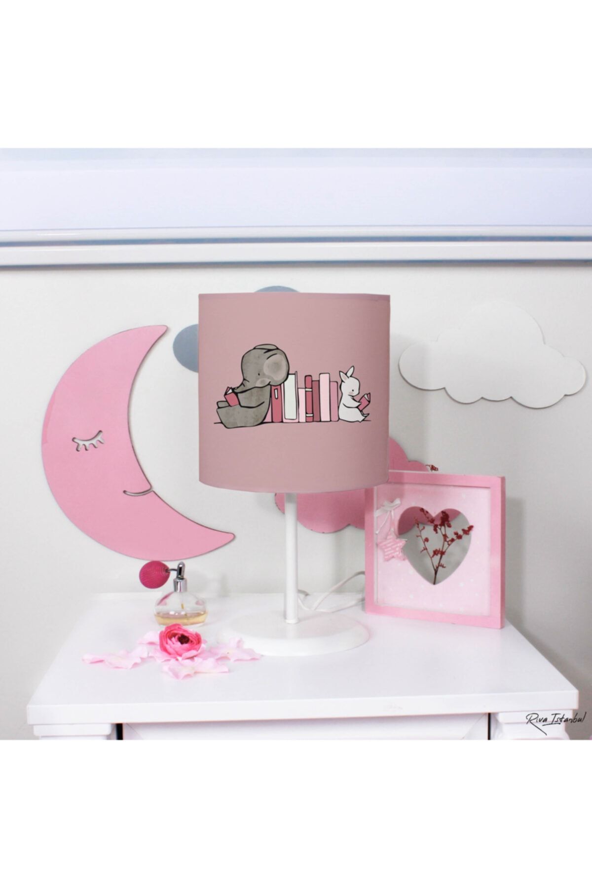 Çekirdek Home Kitap Okuyan Fil Ve Tavşan Çocuk Odası Abajur