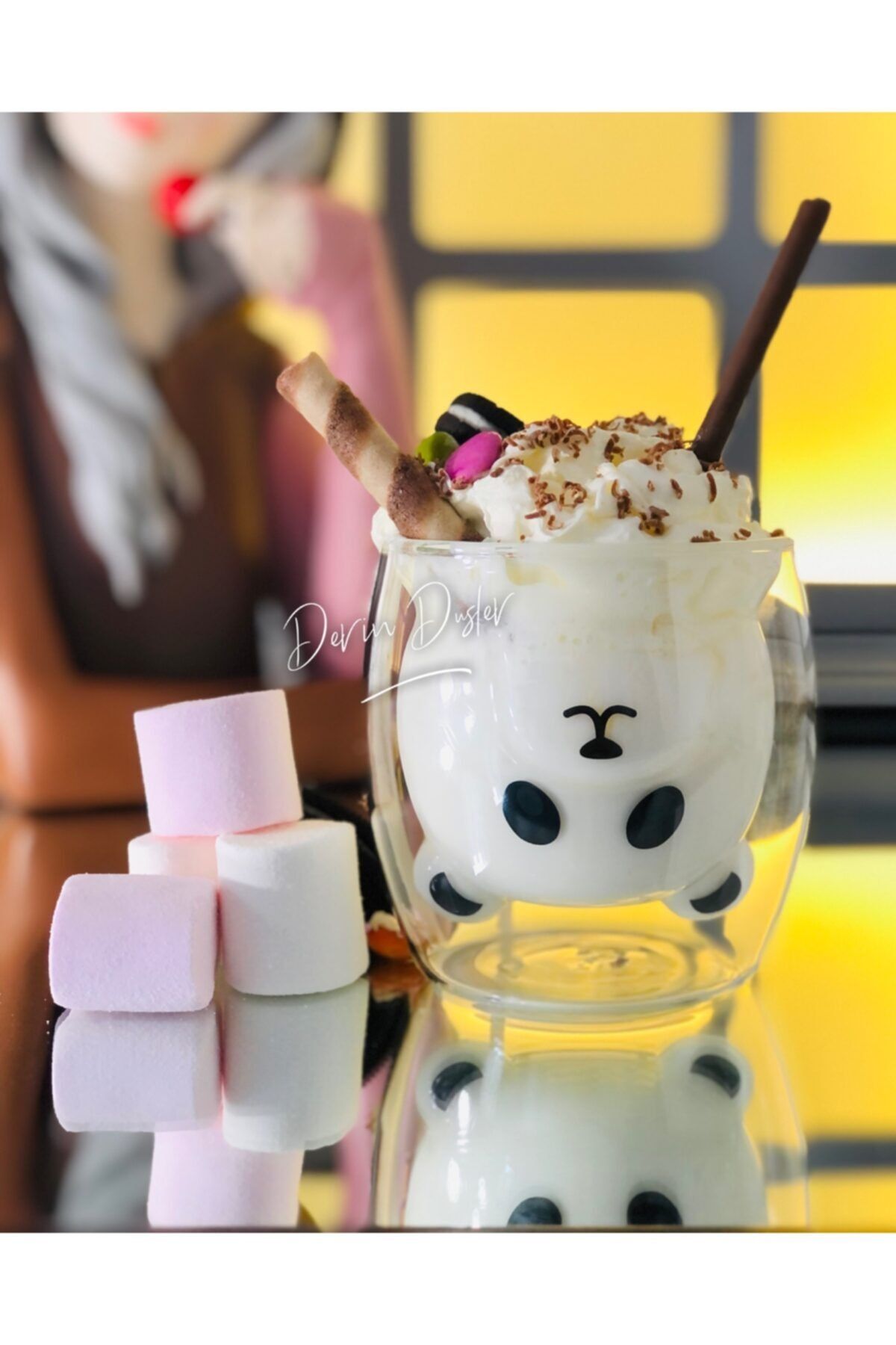 Derin Düşler Çift Cidarlı Sevimli Panda Figür Bardak 230ml