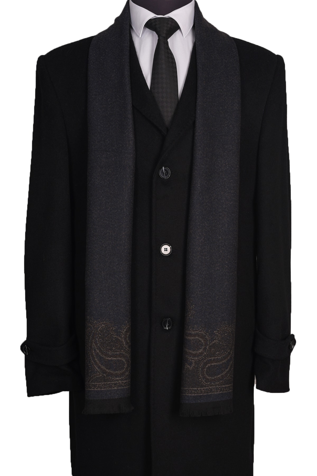 Esgue Desenli Antrasit Renk Atkı & Kaşkol