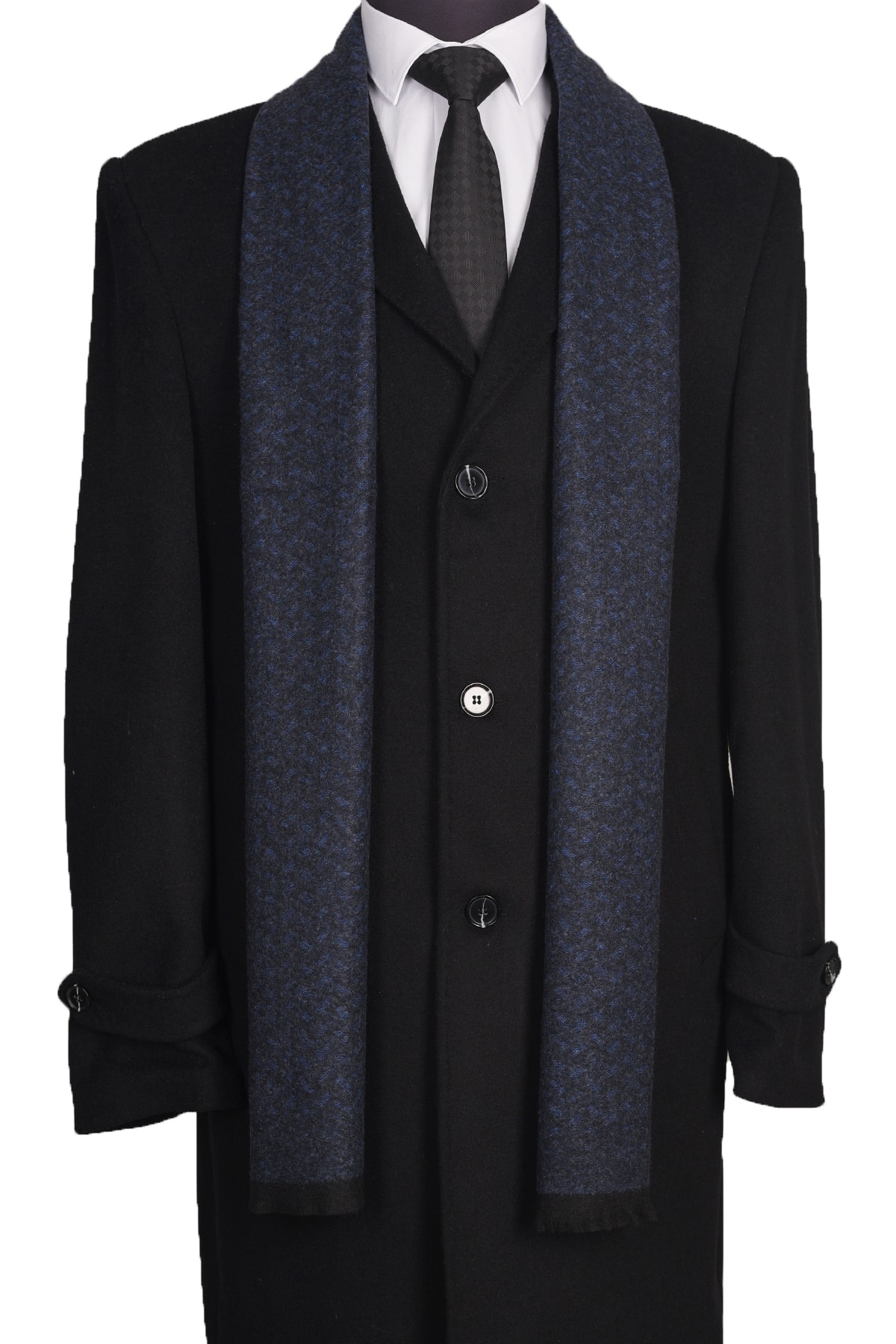 Esgue Desenli Mavi & Siyah Renk Atkı & Kaşkol