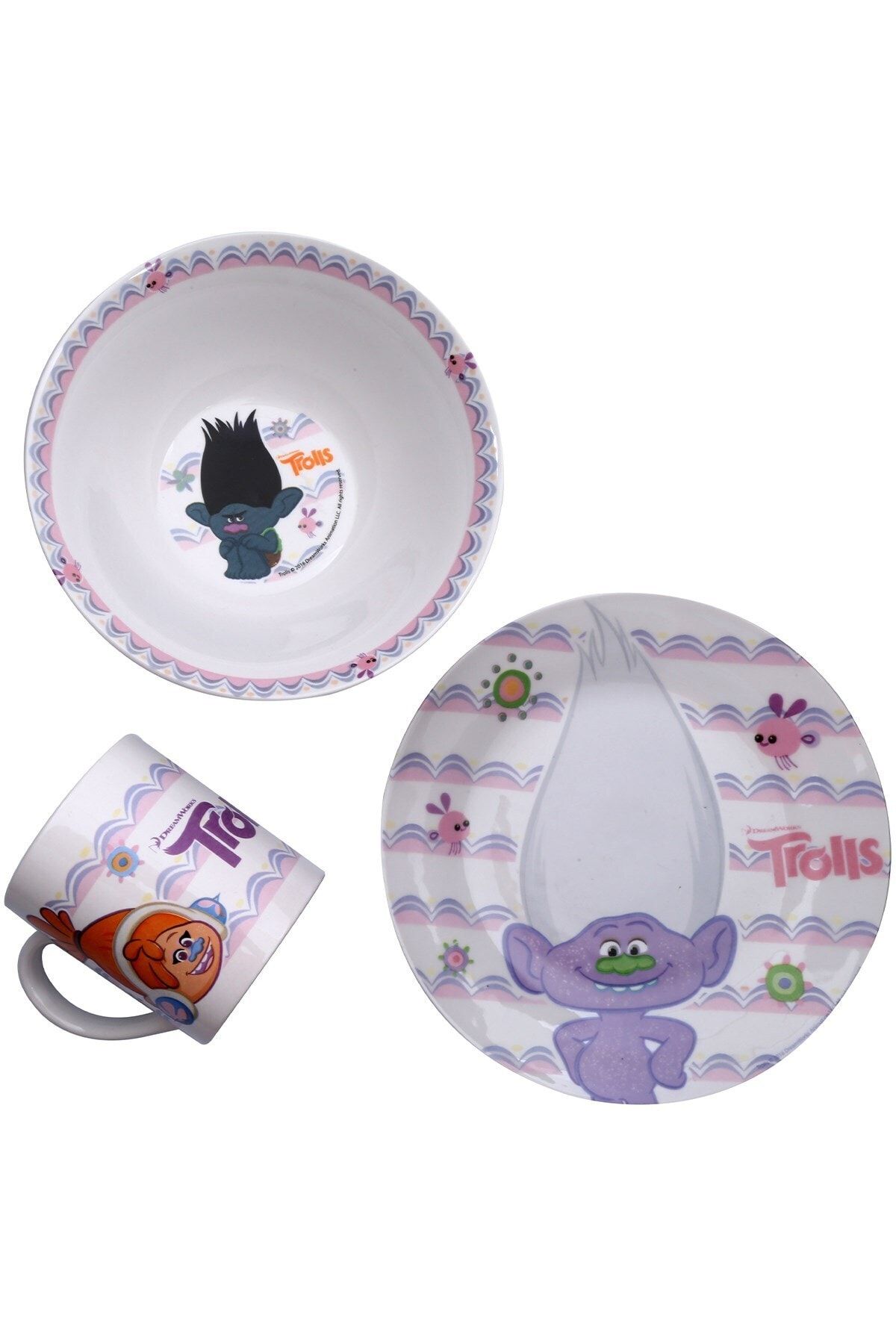 Modernica Mama Seti Trolls Porselen 3 Parça Lisanslı Çocuk Mama Takımı