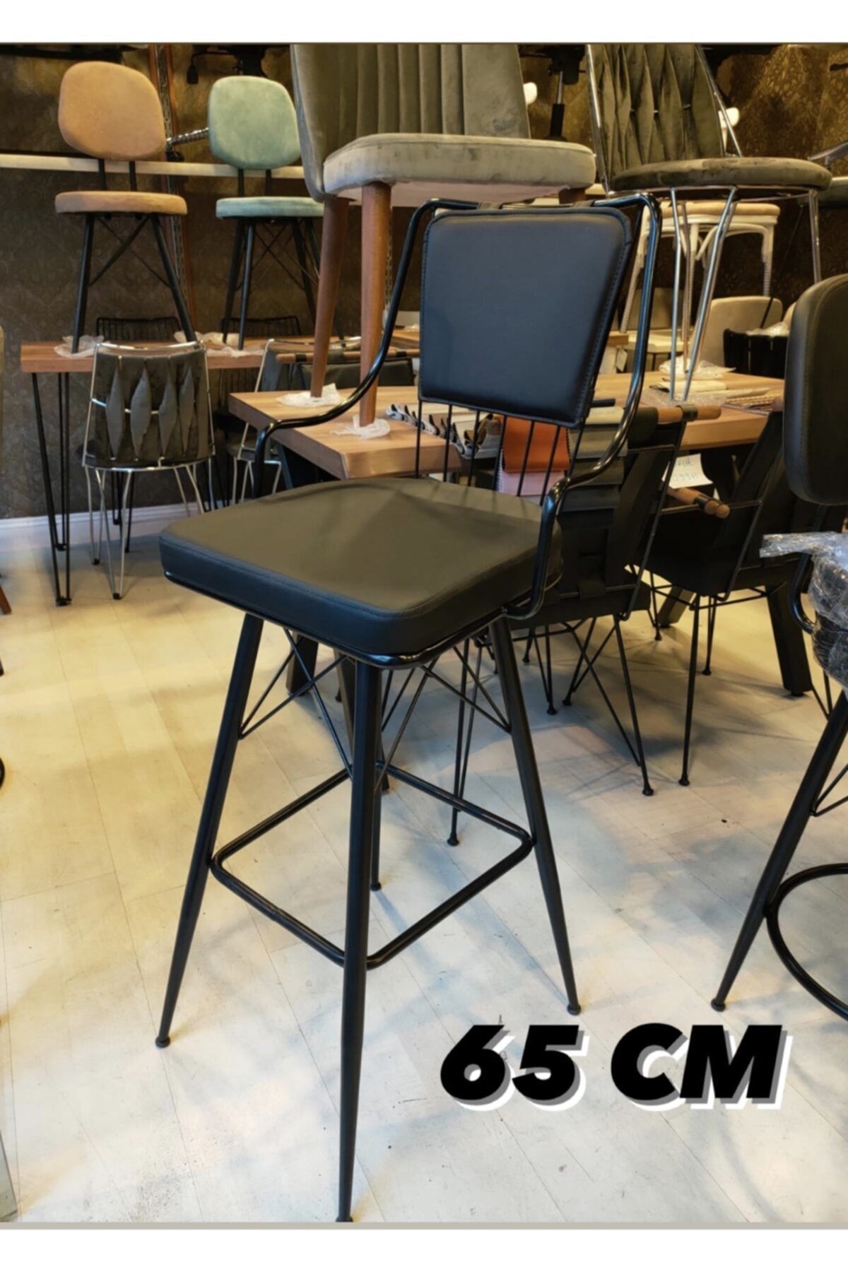 Sandalye Shop (YENİ ÜRÜN) Reina Bar Sandalyesi 65 Cm Siyah. 90 Cm Ve Üzeri Ada&masalara Uygundur