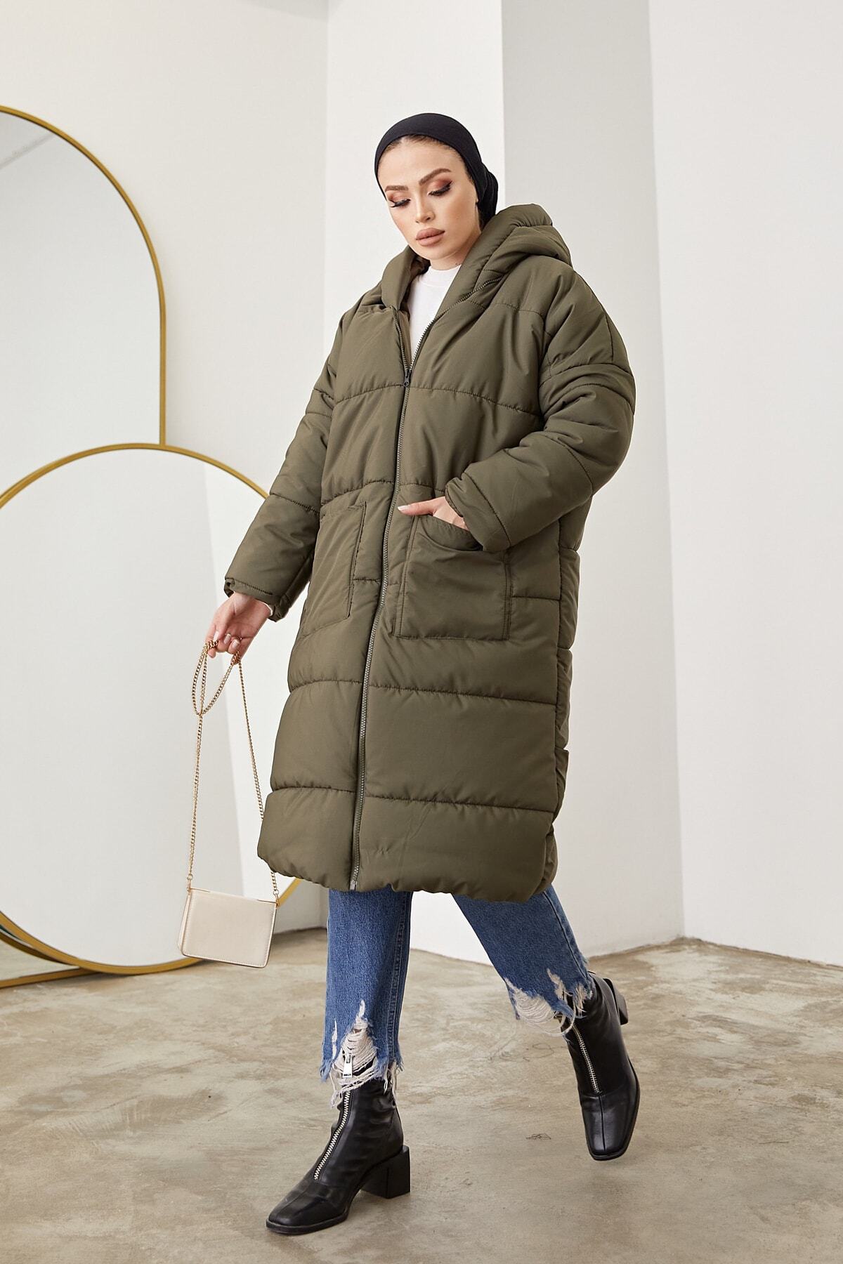 festmoda Riri Oversize Haki Şişme Mont