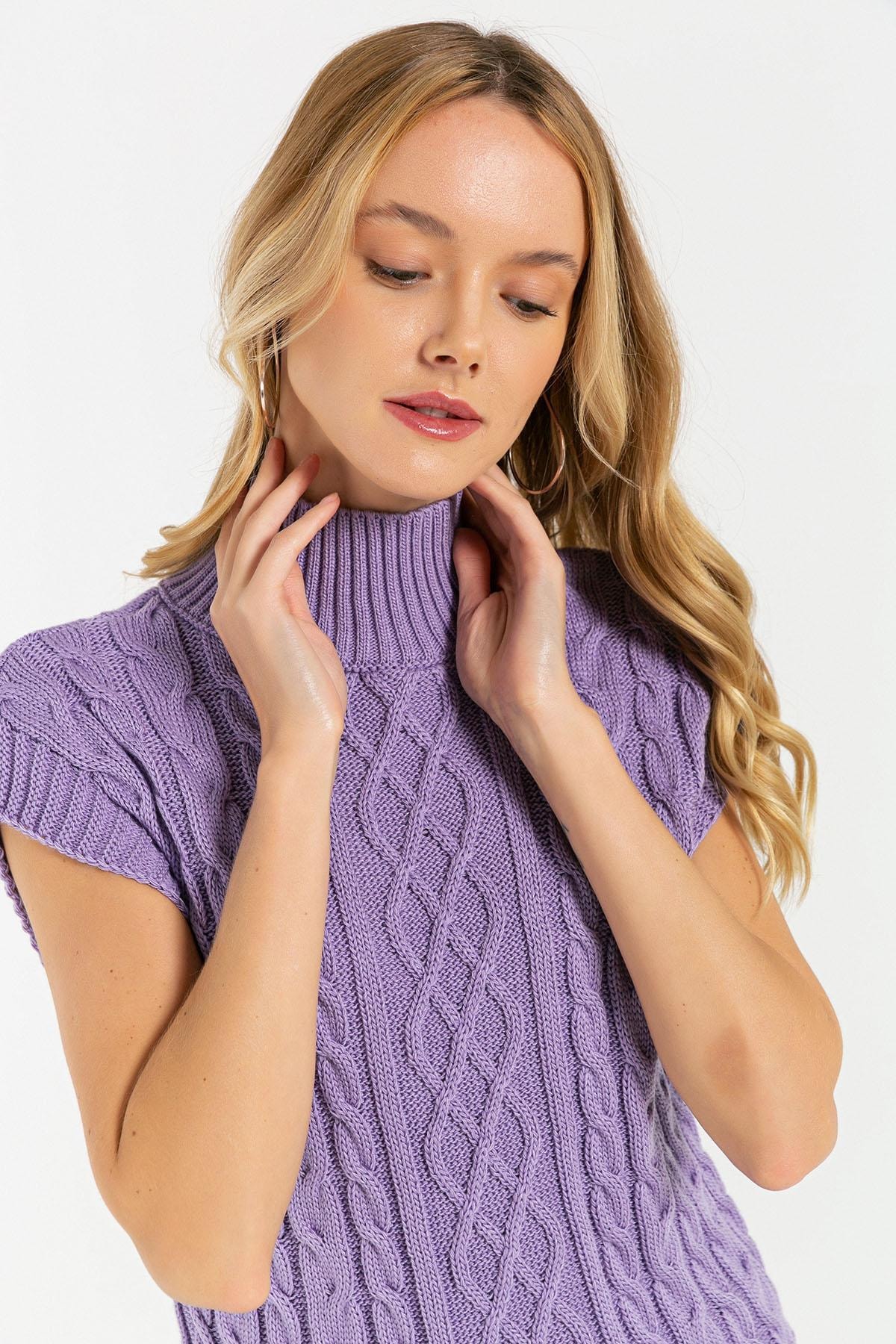 Sculpless Kadın Balıkçı Yaka Triko Süeter Lila