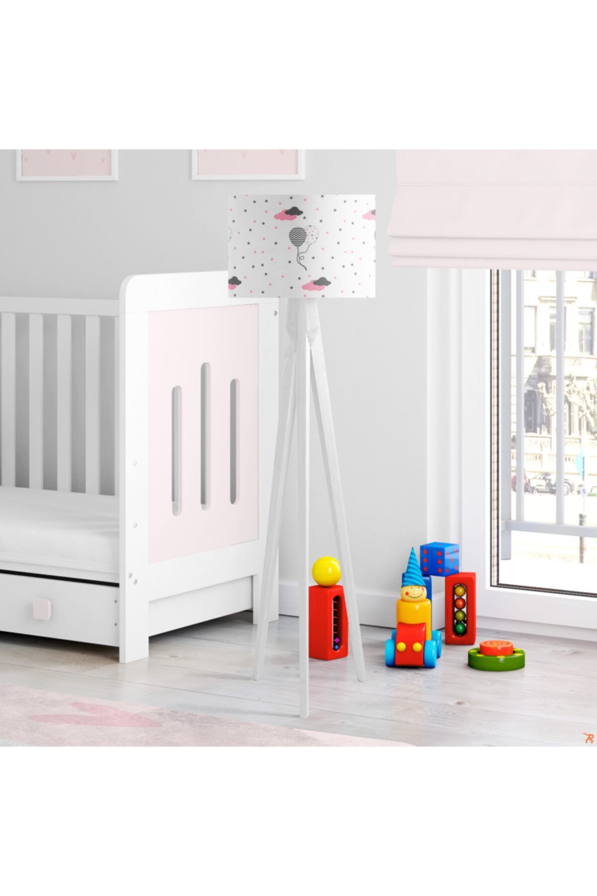 Çekirdek Home Bulut Balon Pembe Çocuk Odası Lambader
