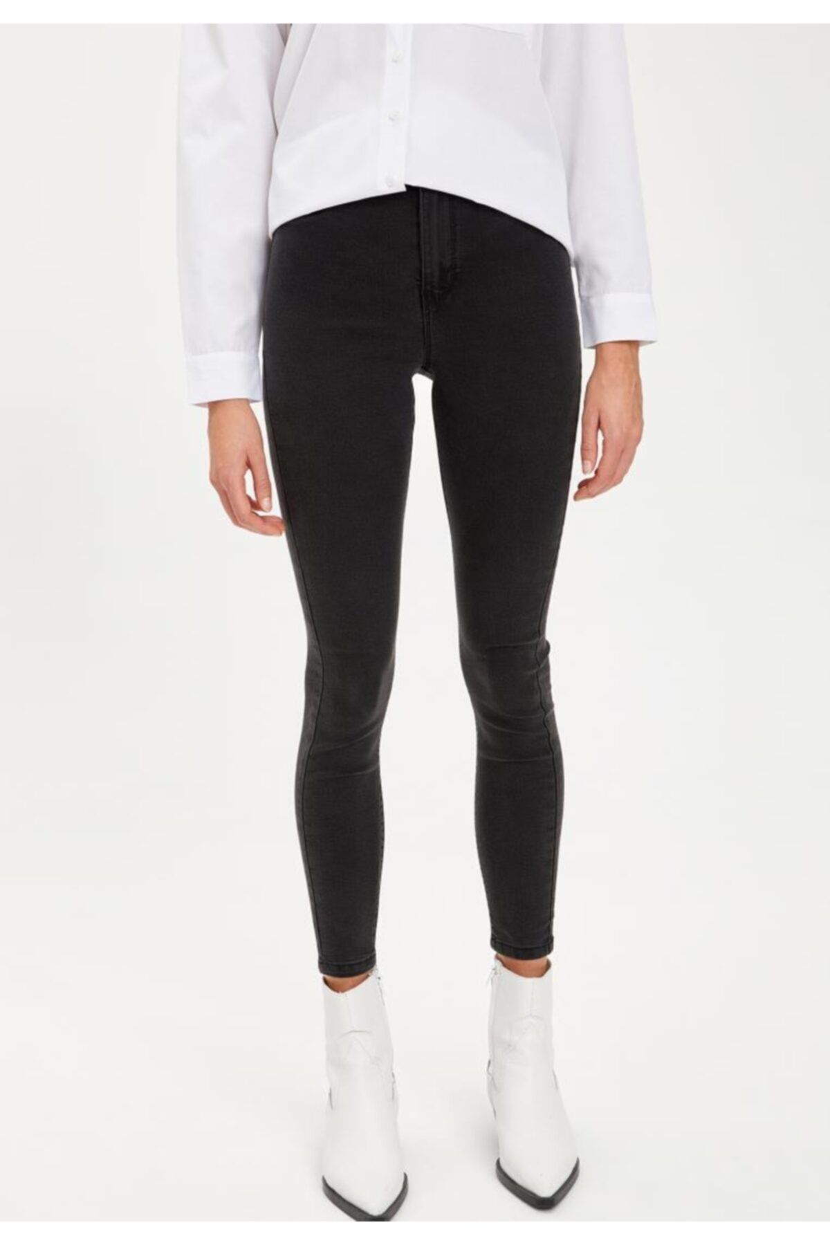 DeFacto Kadın Antrasit Anna Yüksek Bel Super Skinny Fit Jean Pantolon L0595AZ20AU