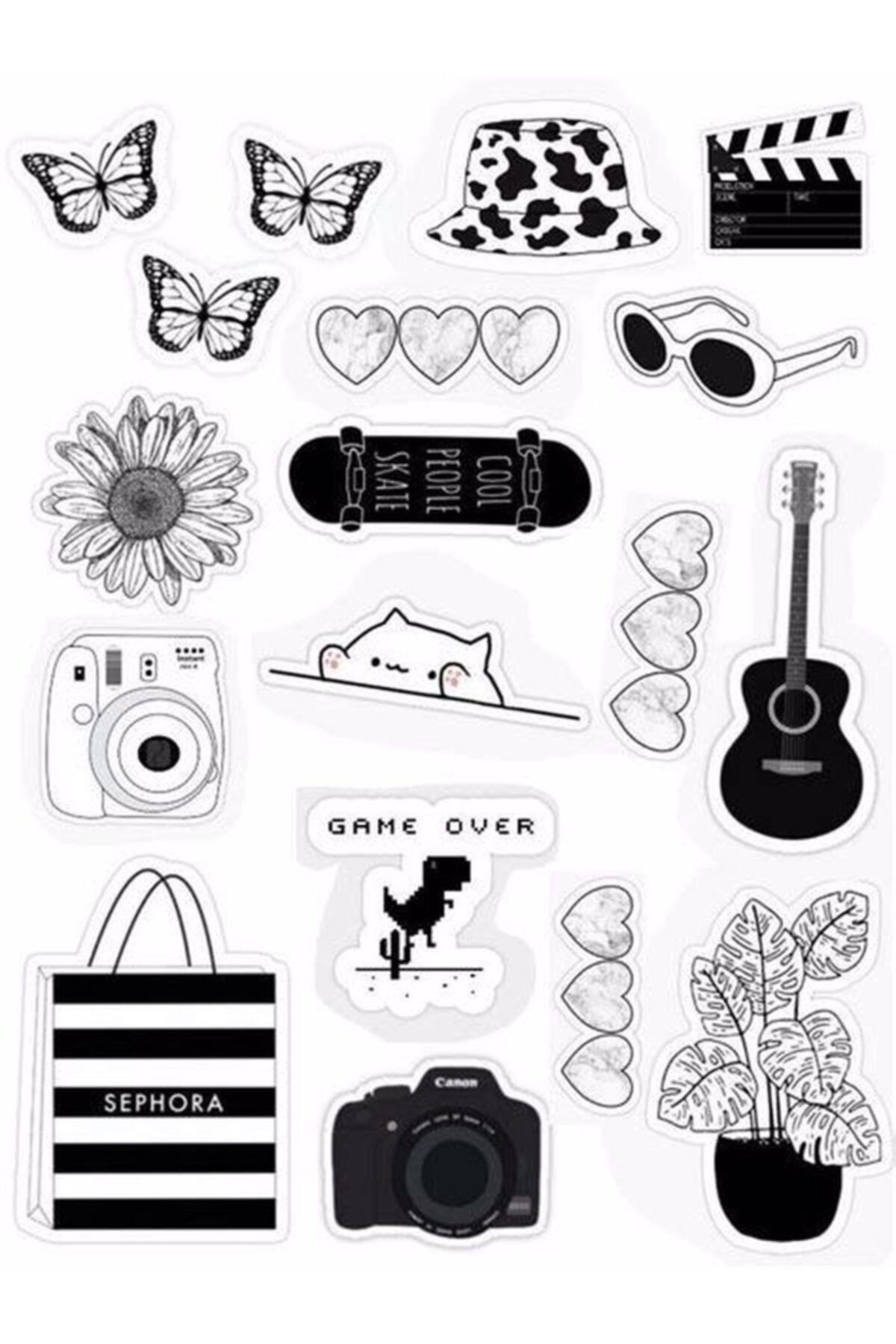 ZobarMarkt Black Girl Temalı Defter Ajanda Planner Laptop Sticker Seti, A4