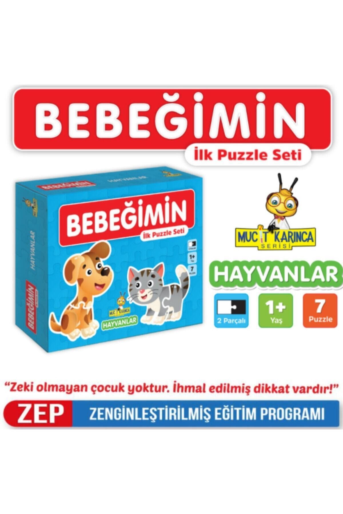 Yükselen Zeka Yayınları Mucit Karınca Bebeğimin Ilk Puzzle Seti 2 Parçalı Hayvanlar