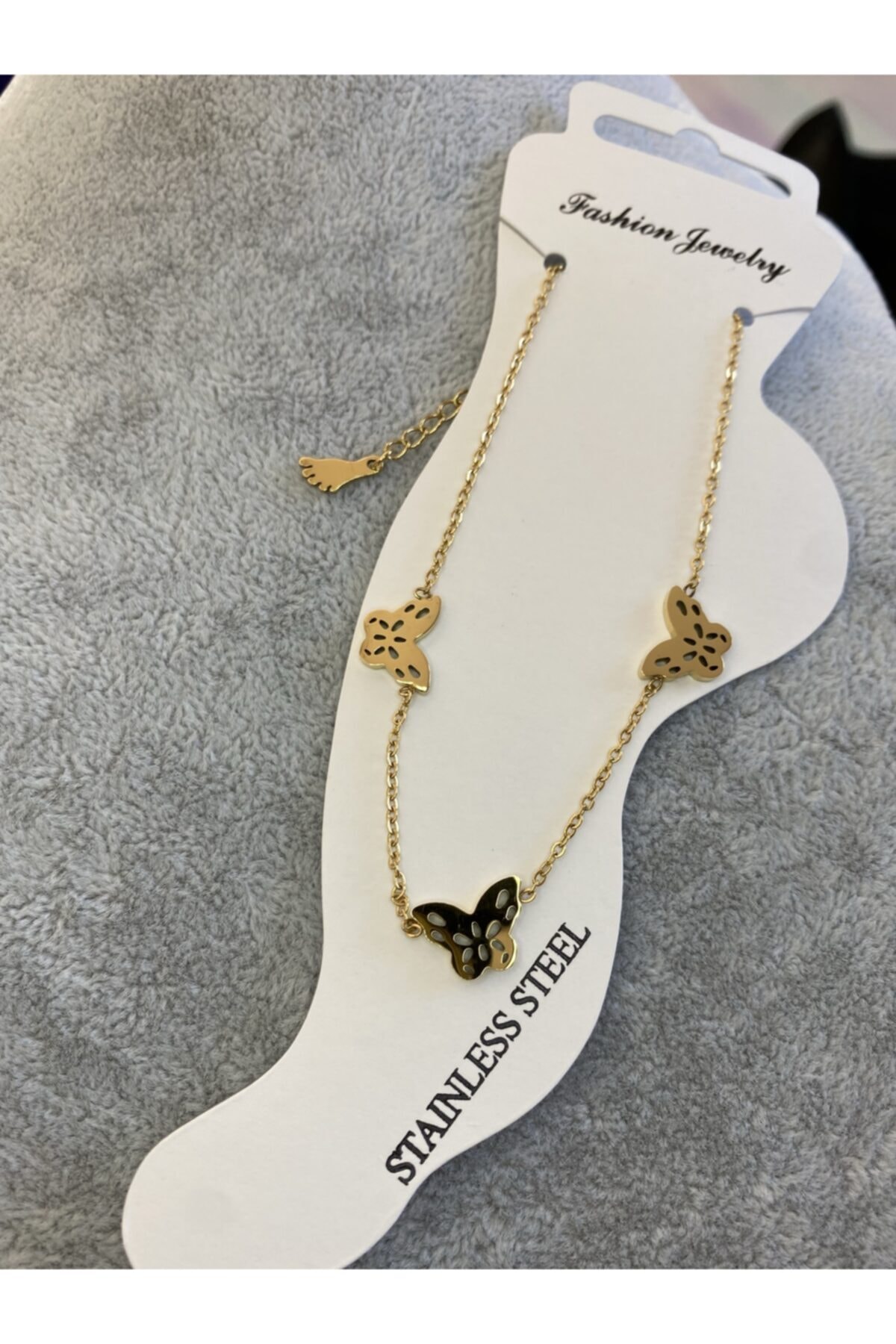 DERİN TASARIM Çelik Altın Kelebek Halhal