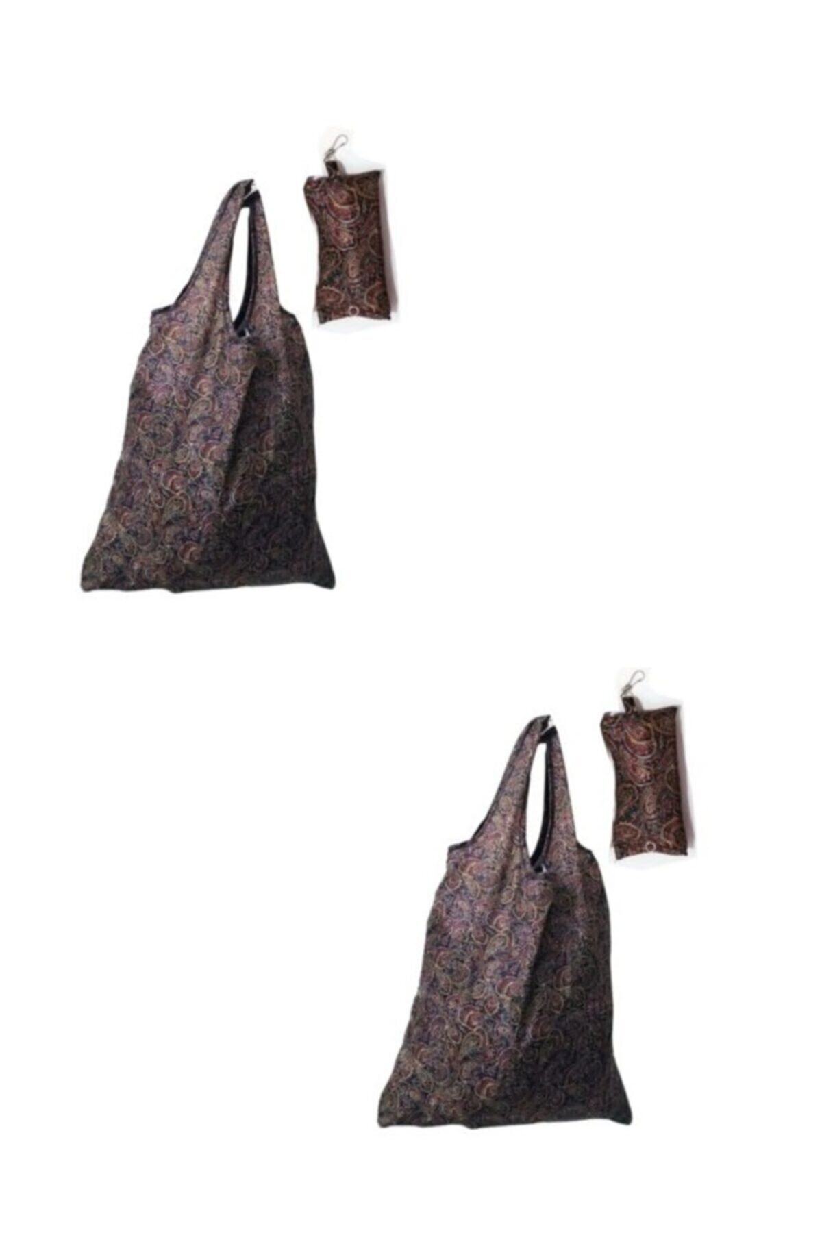 KorseShop 2 Adet Yeni Anahtarlık Katlanan Katlanabilir Market Çanta Pazar Piknik Plaj Bez Çantası