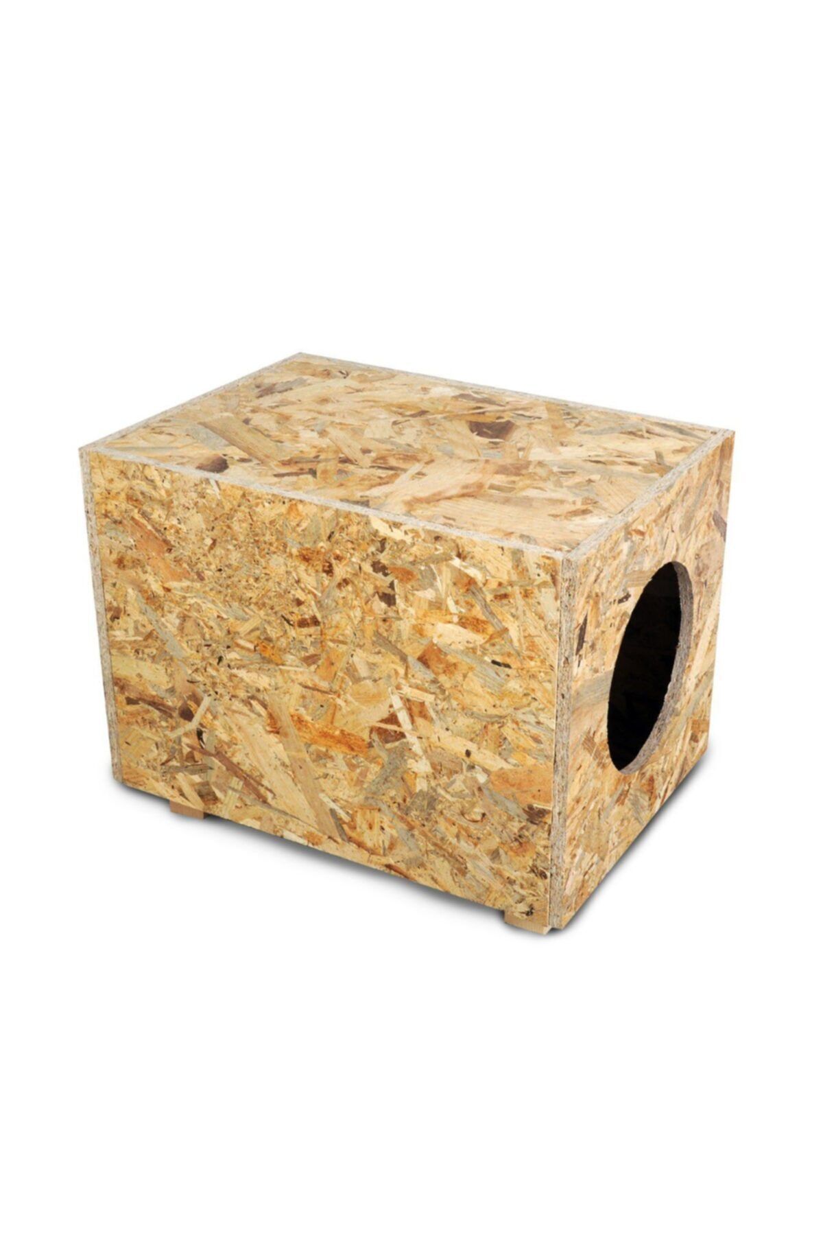BRN STORE Küçük Boy Ahşap Osb Kedi Kulübesi Sokak Kedisi Kulübesi 24x24x34 Cm.