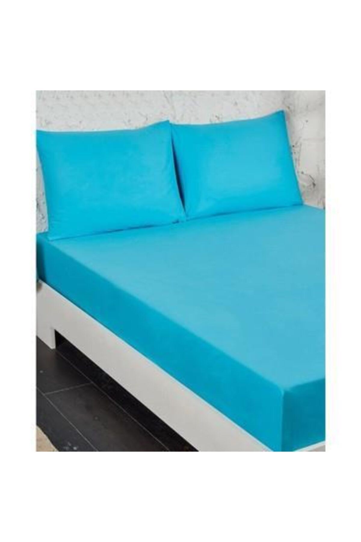 HerdaimModa Yastıklı Lastikli Fitted Pamuklu Havlu Çarşaf Takımı Tek Kişilik 100x200 Turkuaz