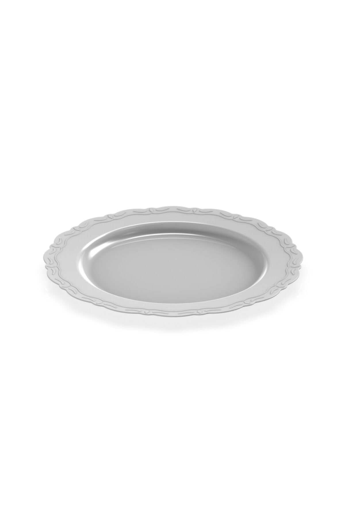 BERGAMA PLASTİK 22,5 Cm Lüks Plastik Gri Tabak (10 Adet)