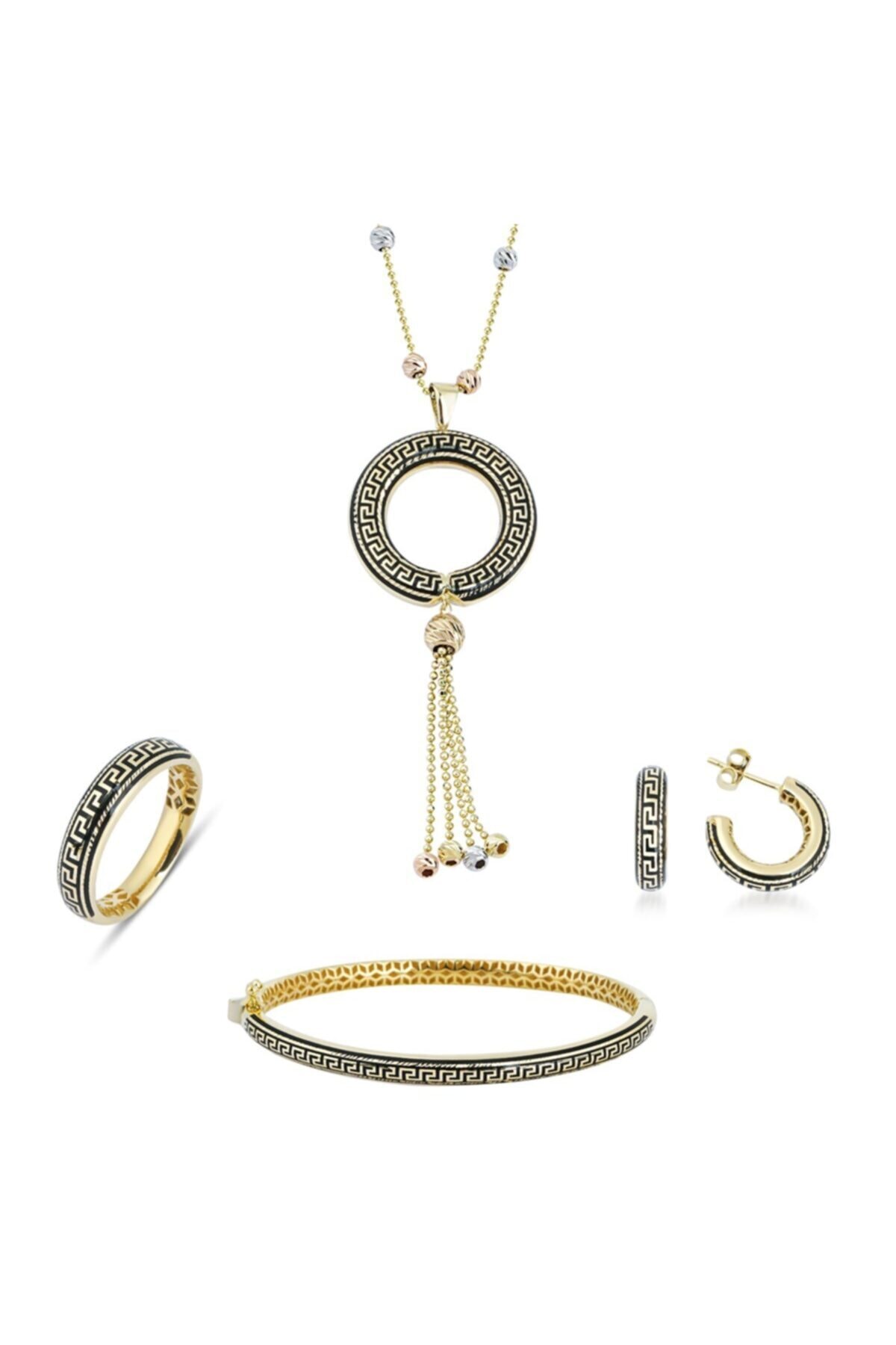 Ema Jewellery Siyah Mineli Altın Fantazi Set