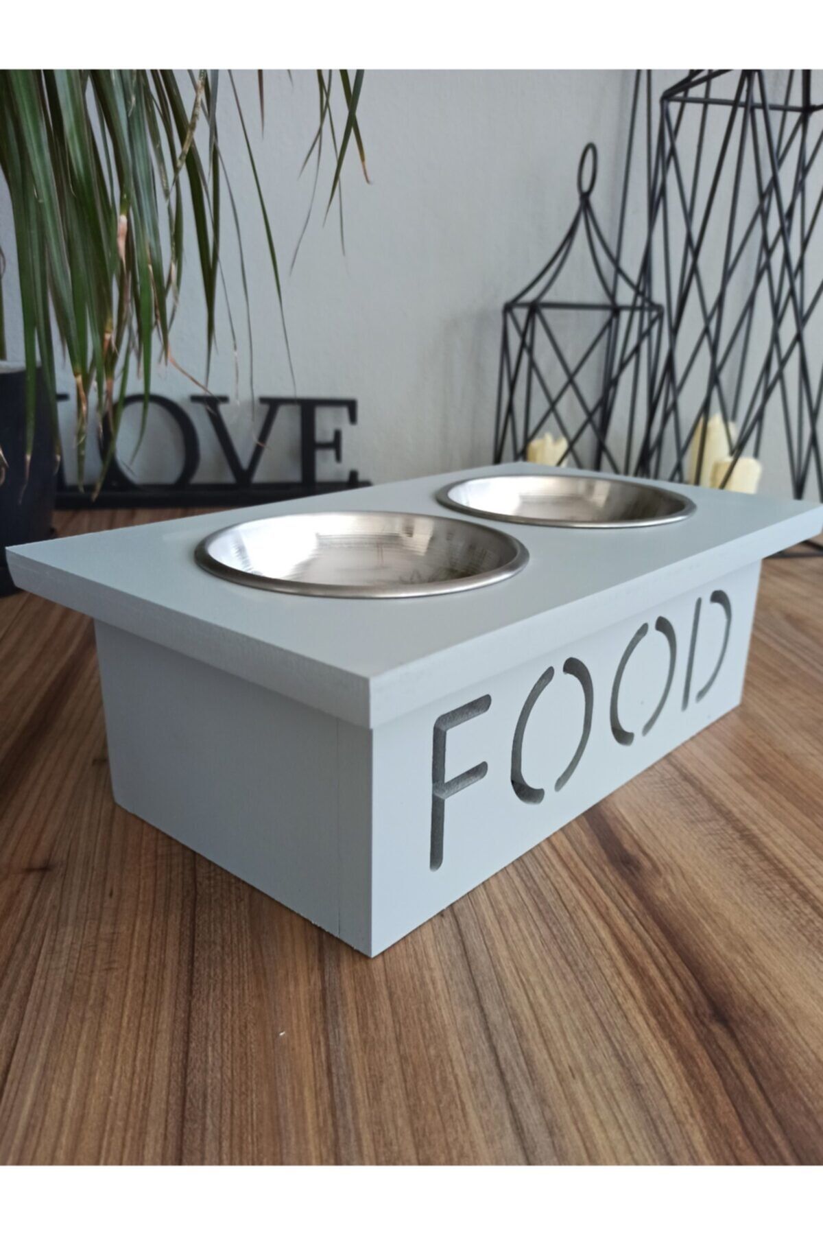Woodenby Ahşap Kedi-köpek (küçük Irk) Çelik Kaseli Mama Ve Su Kabı