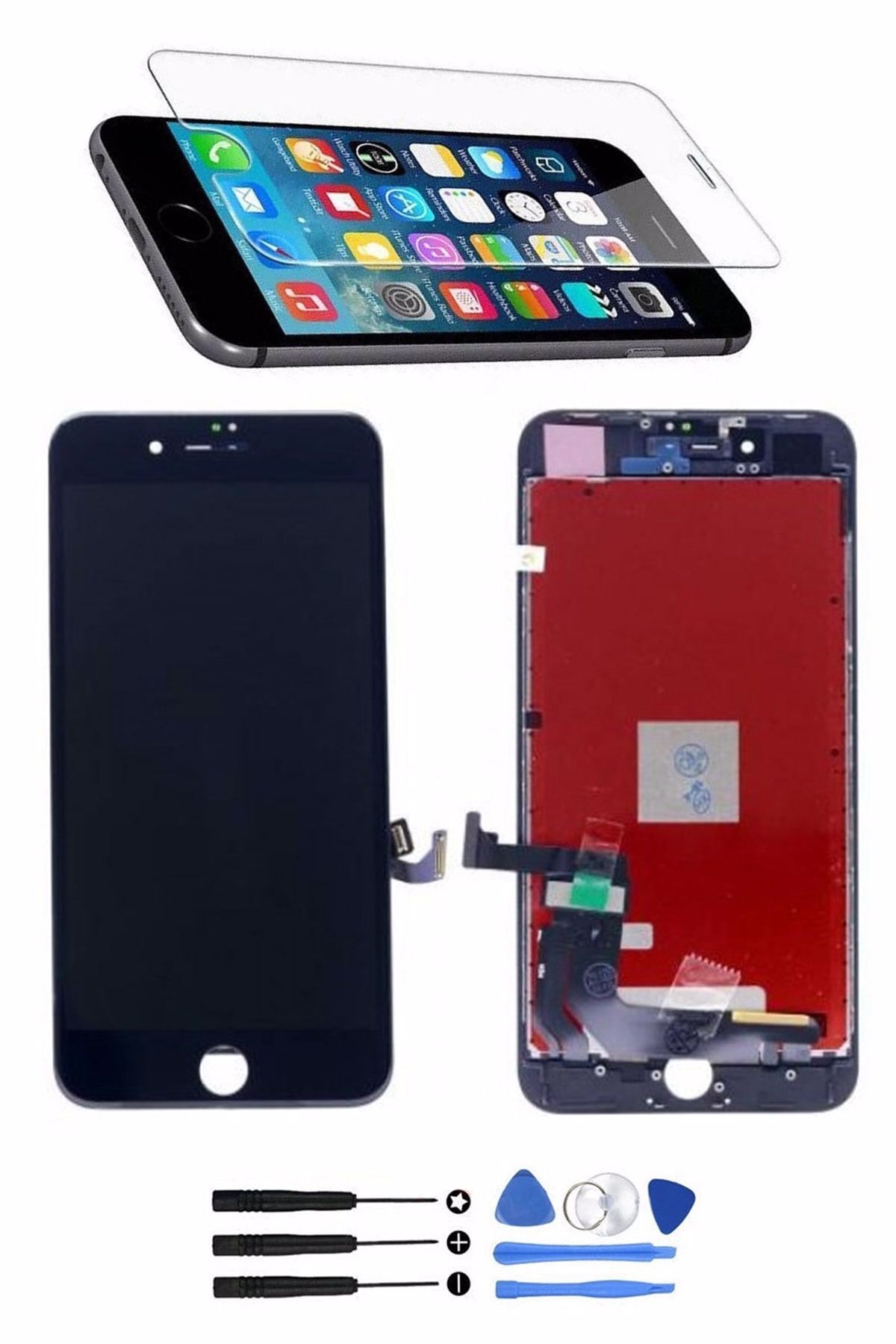 Apple Iphone 8g Plus  Uyumlu Lcd Ekran Dokunmatik Full Çıtalı Orjinal Ebatında Set Hediyeli Siyah Ekran