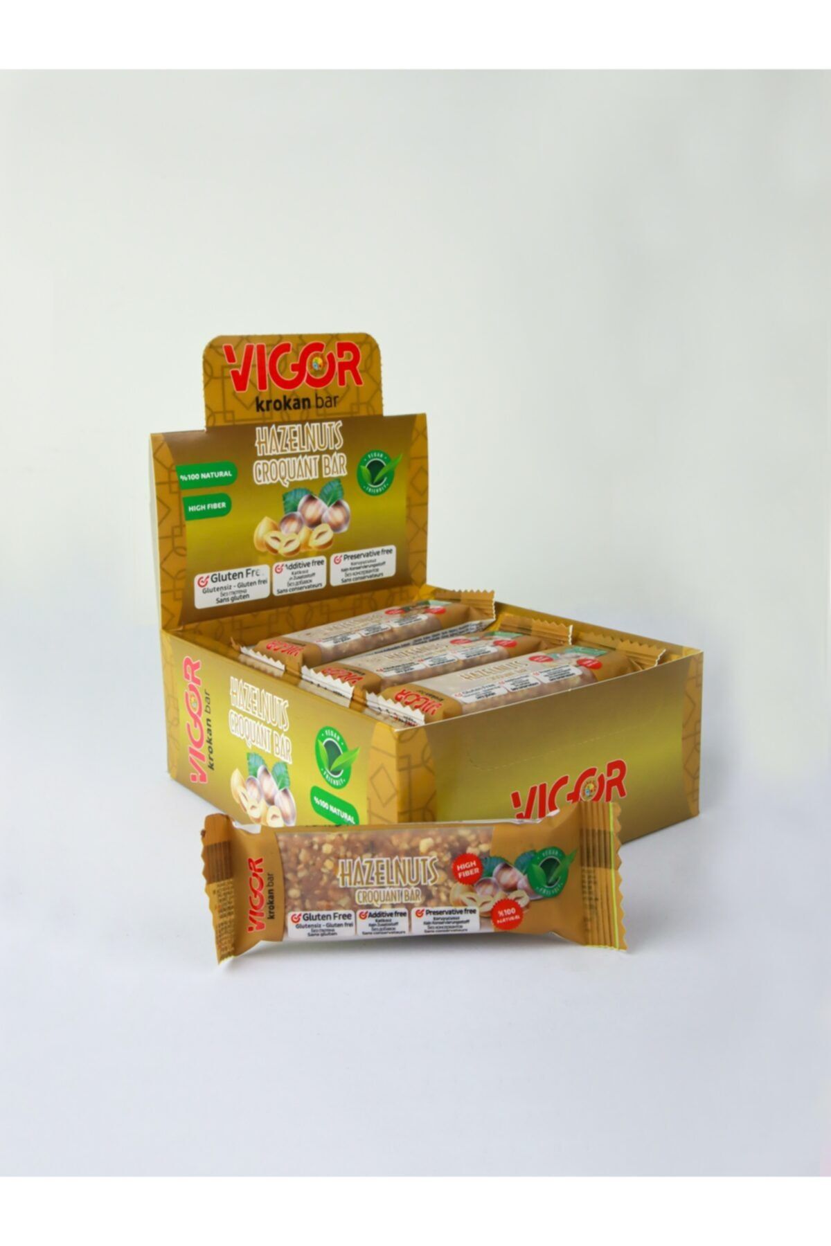 Vigor Fındık Krokan Bar Atıştırmalık Bar 35 gr * 16 Ad.