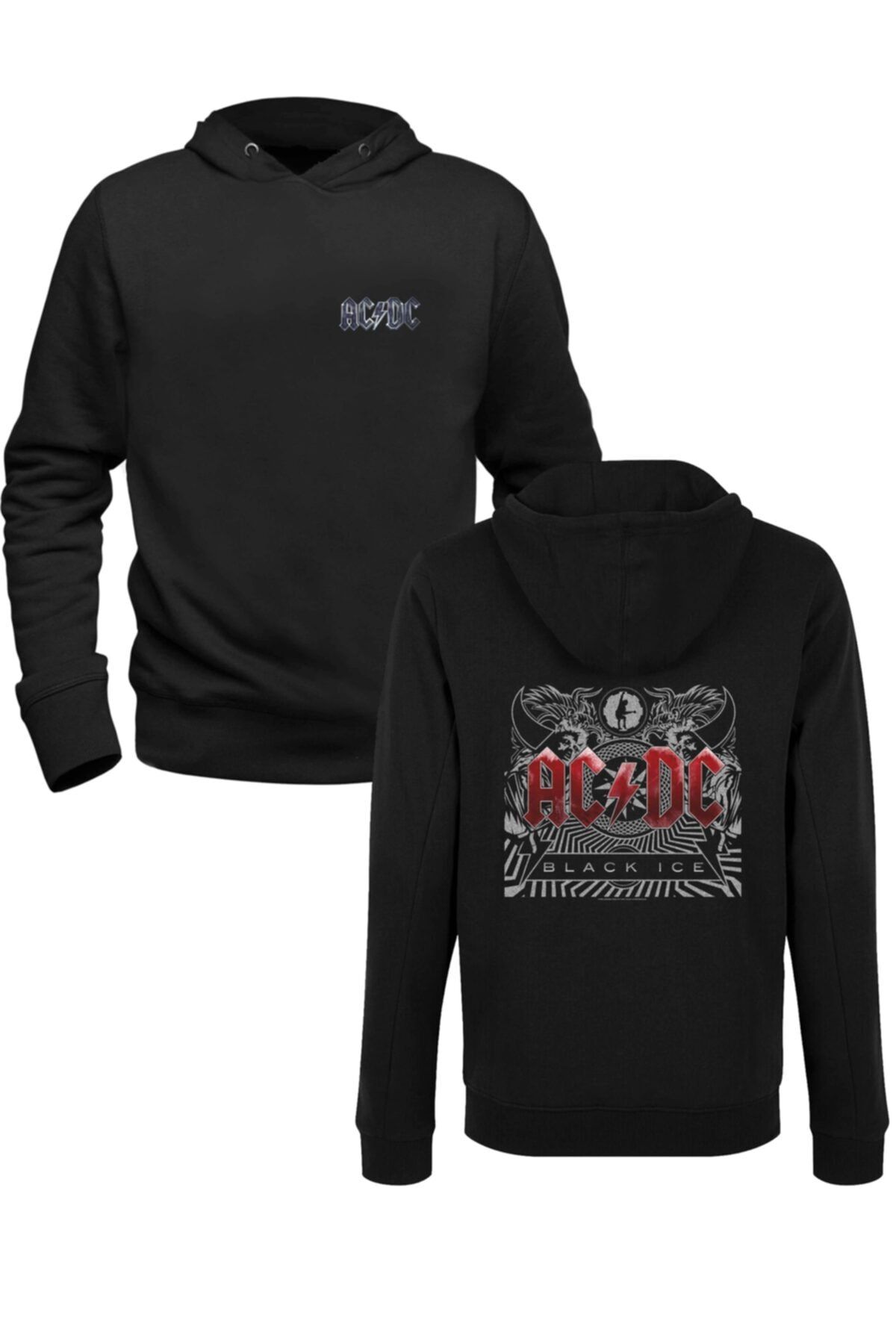 Alfa Tshirt Ac Dc Baskılı Siyah Ön Arka Baskılı Sweatshirt