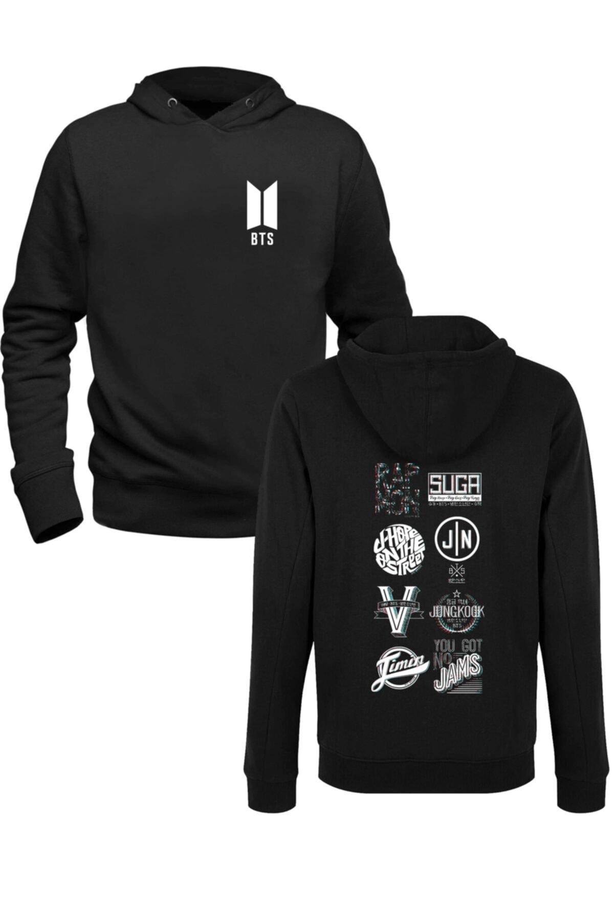 Alfa Tshirt Bts Siyah Ön Arka Baskılı Sweatshirt