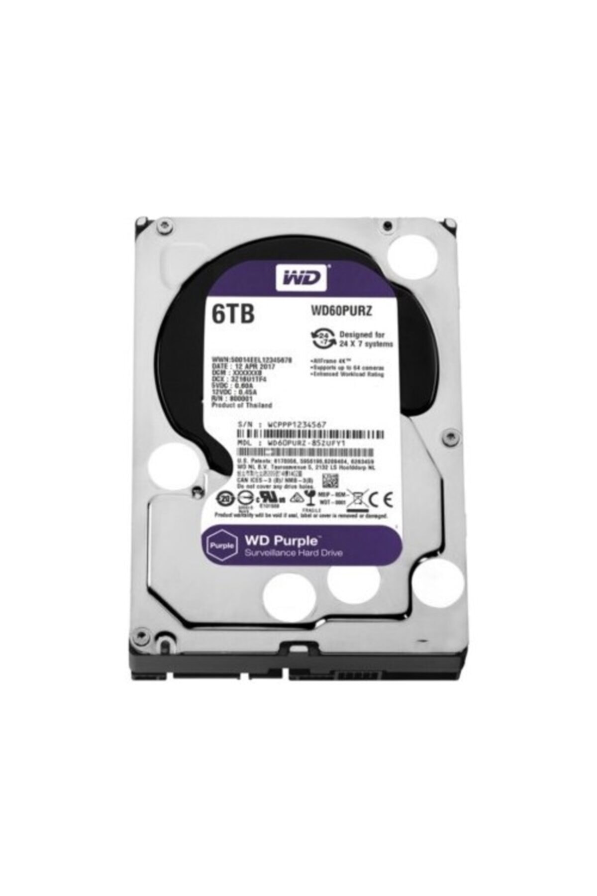 WD Purple 6tb 3.5'' 5400 Rpm 64mb Sabit Disk 60purz