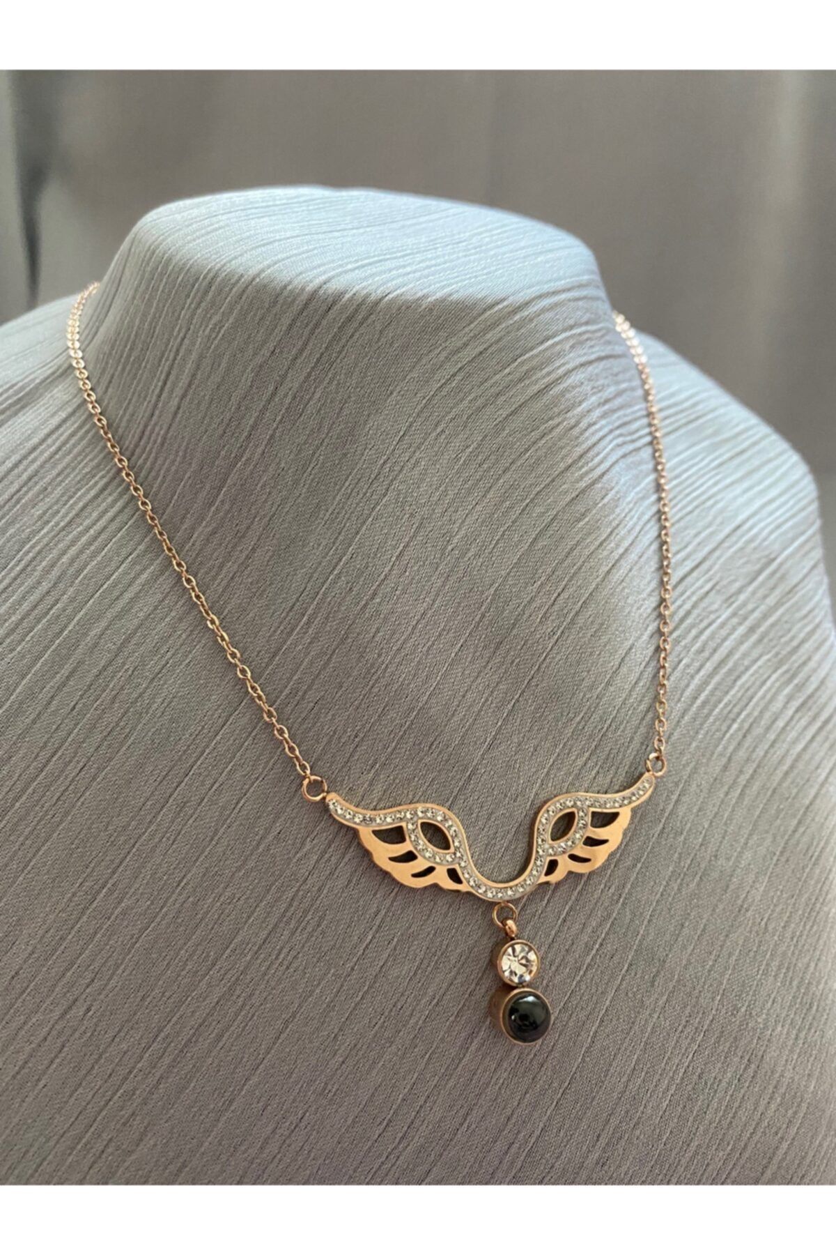Labone Accessories 100 Dilde Seni Seviyorum Yazılı Kanat Model Taşlı Kolye