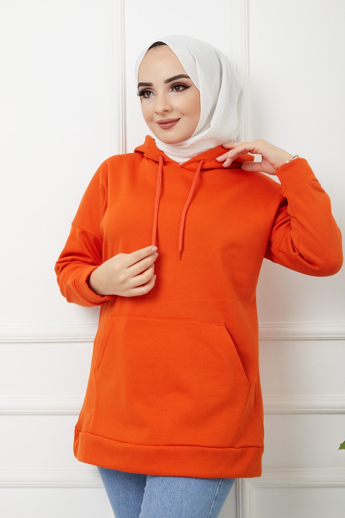 Bayanca Moda Kadın Içi Polarlı Kapüşon Kangru Cepli Sweatshırt