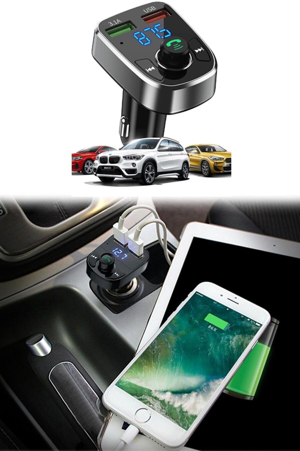AYKIZ Lg Optimus L3 Uyumlu Araç Müzik Teyp Çalar Fm Transmitter Cihazı Bluetooth Kit