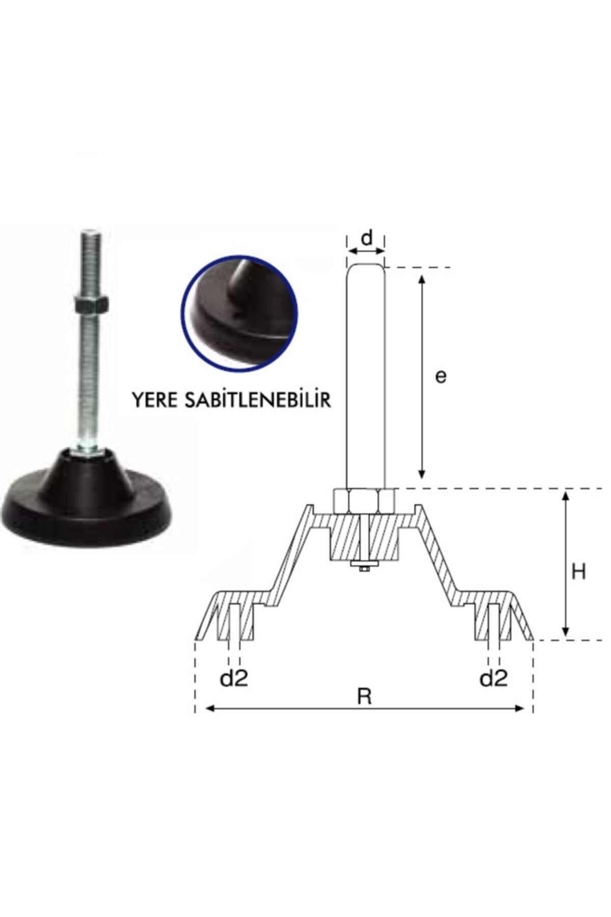 YİSA Çap:120 Civata Yüksekliği:150 Civata:m-20 Plastik Makina Ayağı -10 Ad.