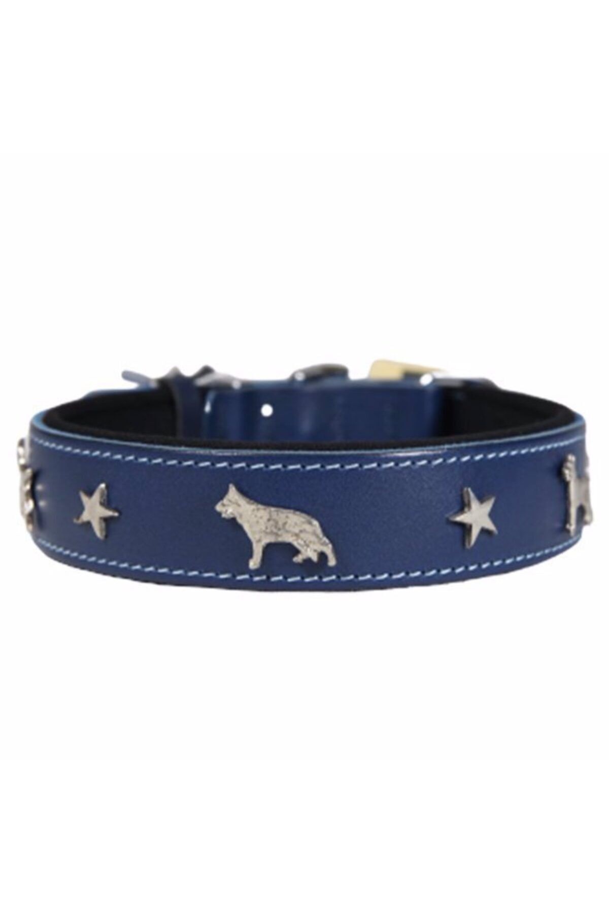Doggie Yumuşak Dokulu Kurt Köpek Süslü Köpek Boyun Tasması Royal Blue Sbt-3564