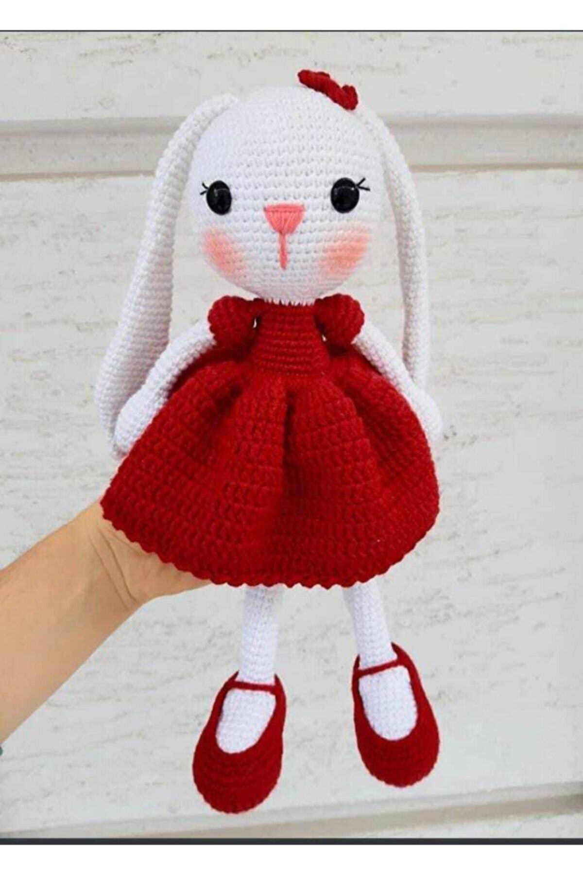 USTAHOBİEVİ Amigurumi Kırmızı Uzun Kulak Tavşan