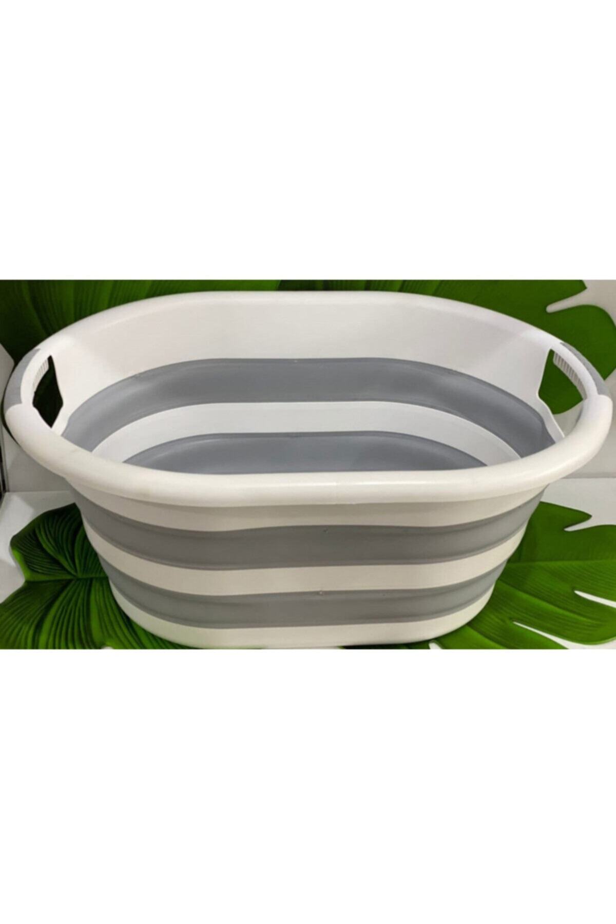 HibanaYolu Plastik Silikonlu Körüklü Çamaşır Sepeti 38l (44x63x27cm)