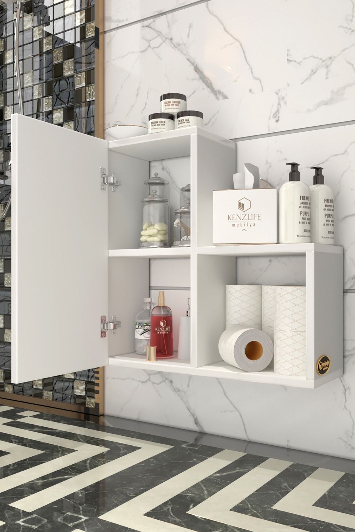 Kenzlife banyo dolabı onisim salvik byz duvara asma aparatlı çamaşır