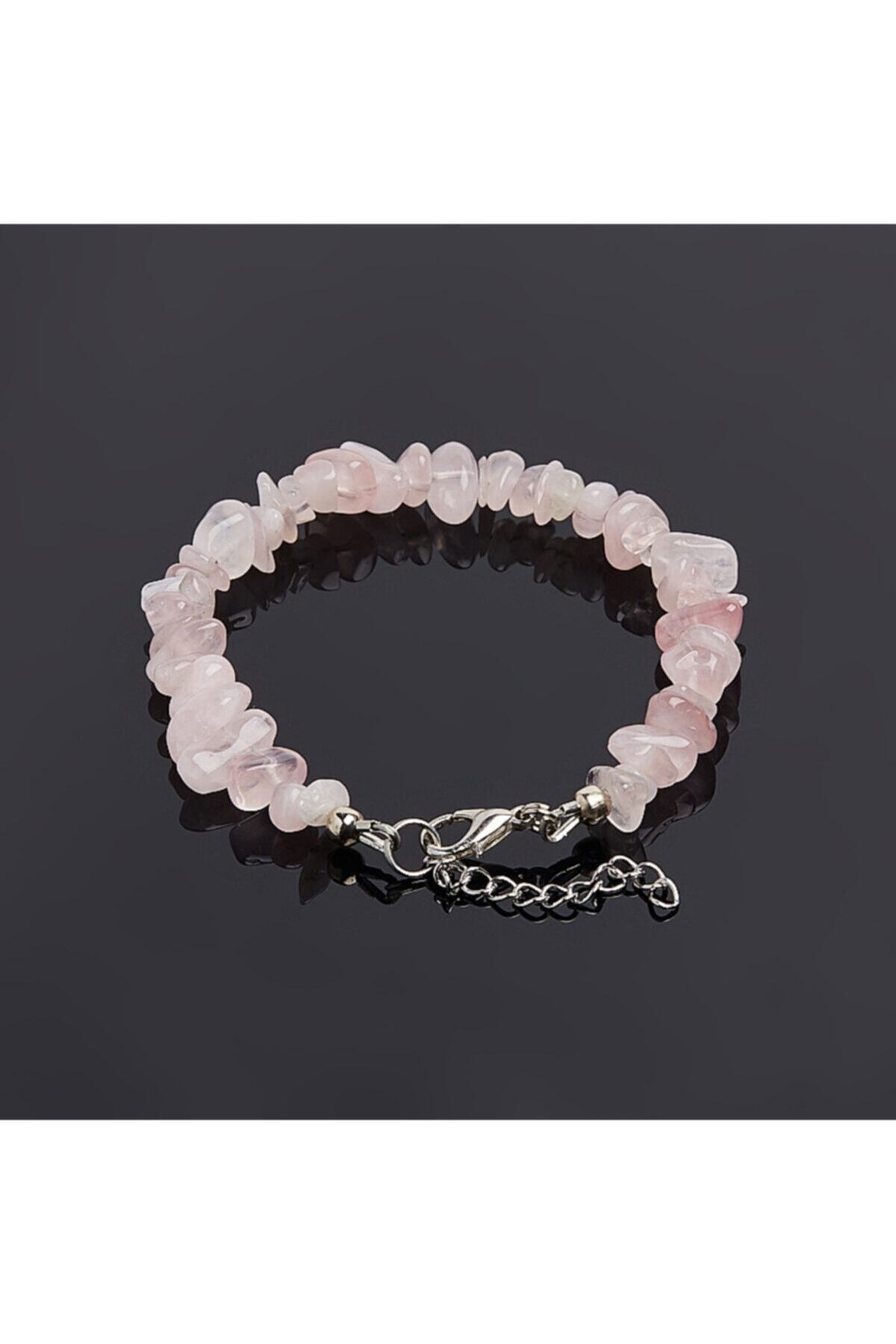 Vega Accessories Pembe Kuvars Kırık Doğaltaş Bileklik (1.sınıf Kalite)