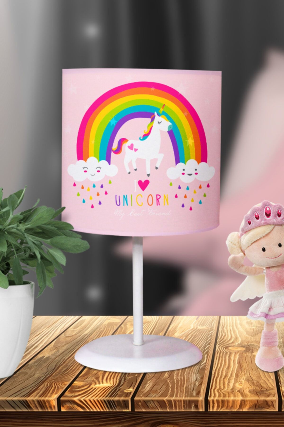 Çekirdek Home Damlacıklı Unicorn Çocuk Odası Abajur