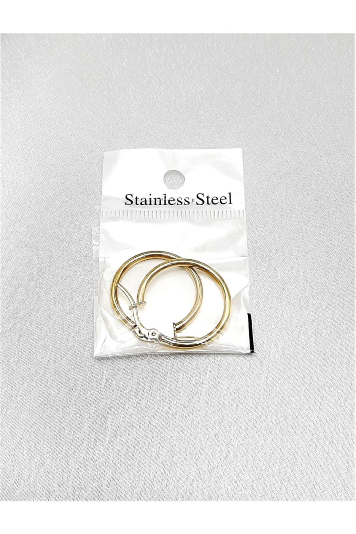 TÜKKAN ACCESSORİES 316l Cerrahi Çelik Arkası Kapalı 20 Mm Gold Kaplama Vip Seri Halka Küpe