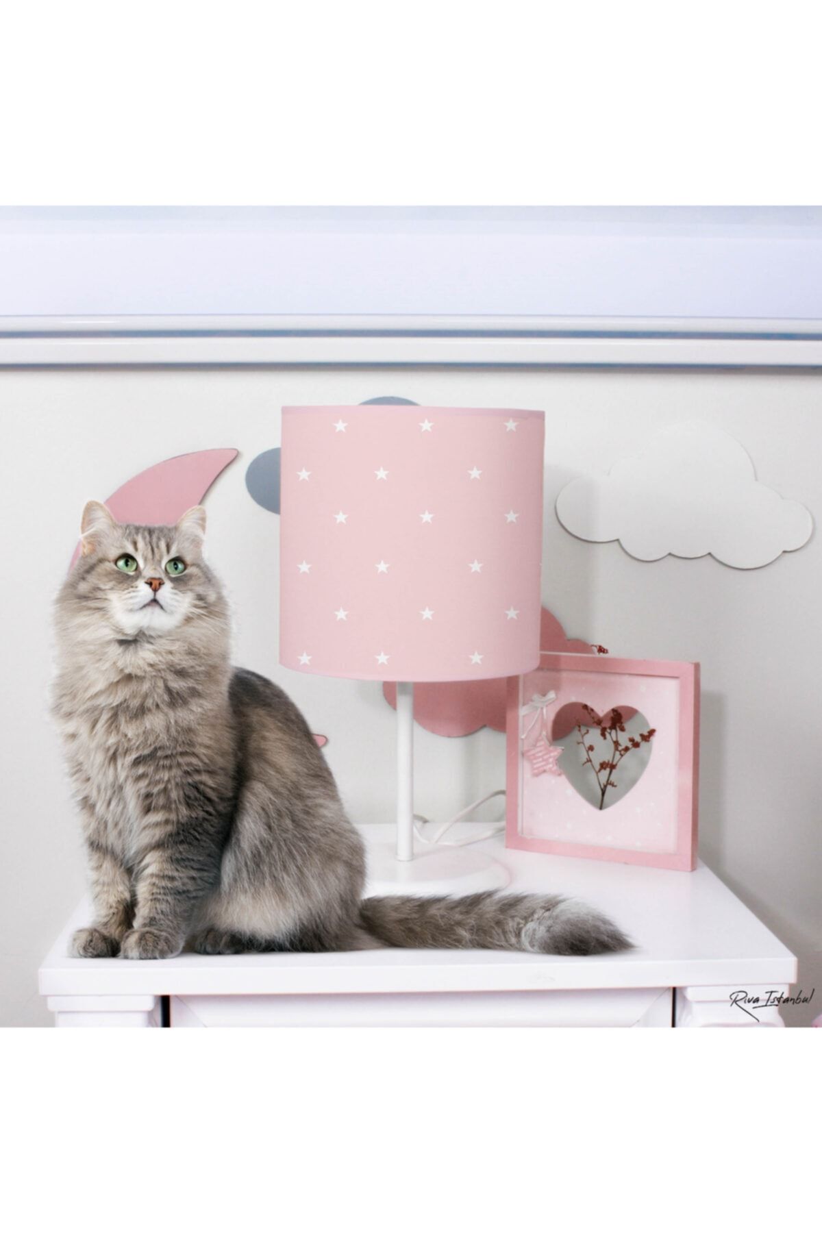 Çekirdek Home Pembe Yıldızlı Çocuk Odası Abajur
