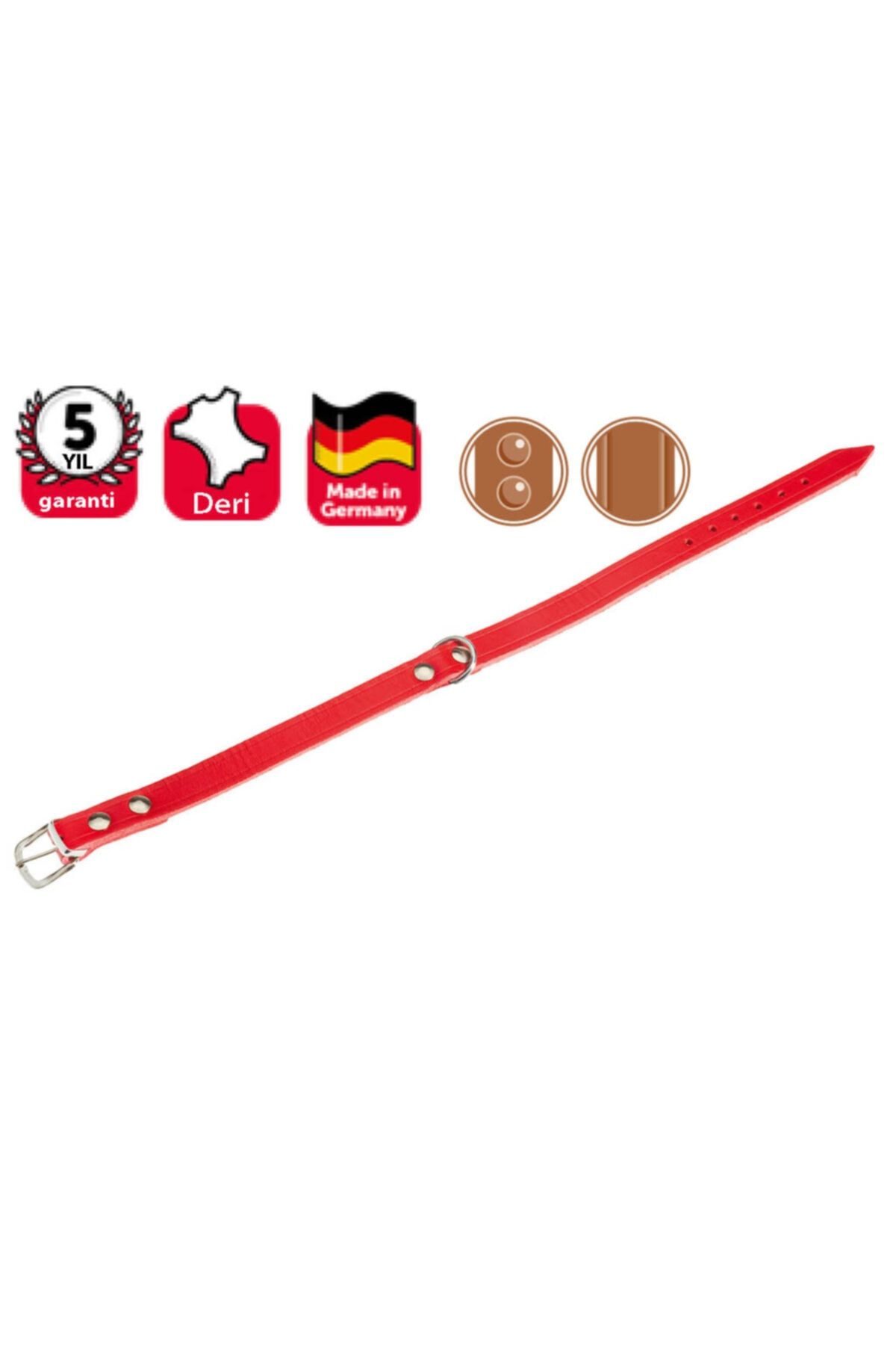 Durbuldum Karlıe Deri Boyun Tasma 27 Cm Kırmızı