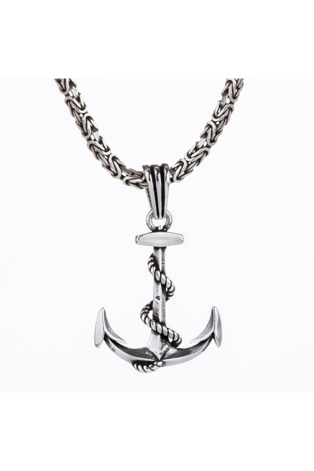 Candie Silver Sarmal Halat Çapa Model 2,8mm-60 Cm Kral Zincirli 925 Ayar Gümüş Kolye